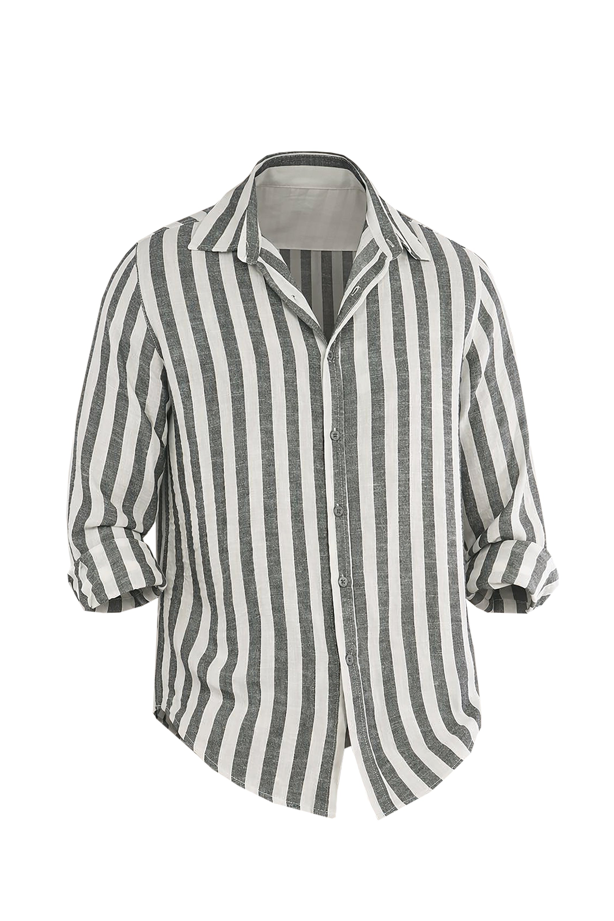 Grey Striped Linen Shirt