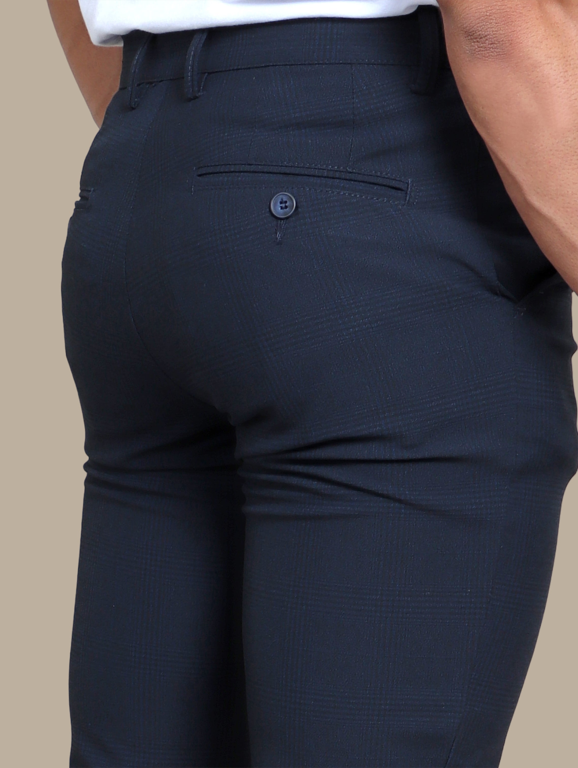 Dynamic Comfort: Navy Zen Lycra Sport Trousers