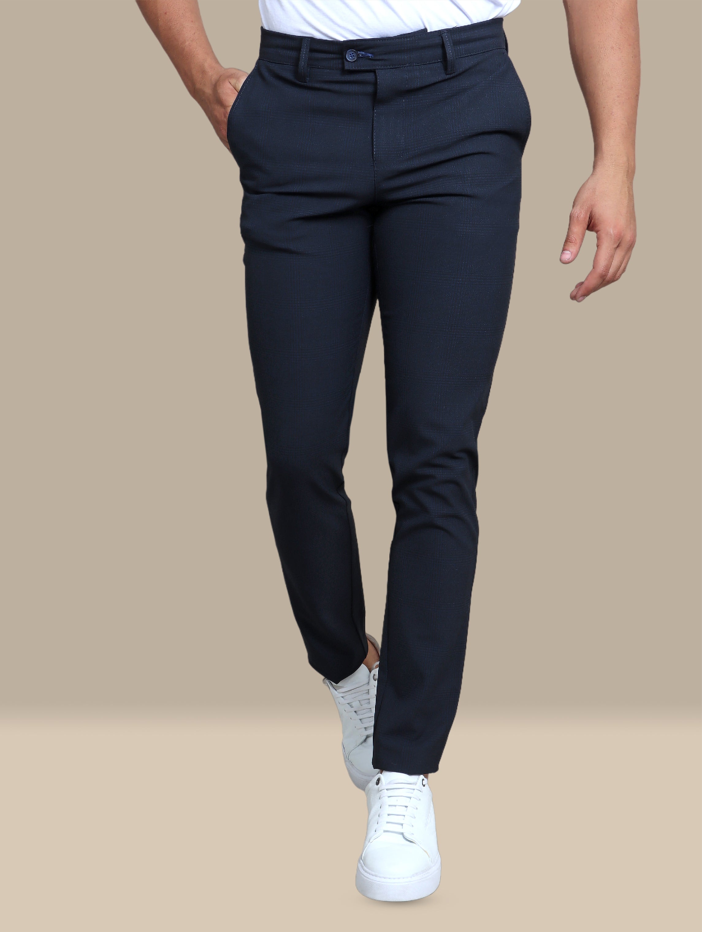 Dynamic Comfort: Navy Zen Lycra Sport Trousers