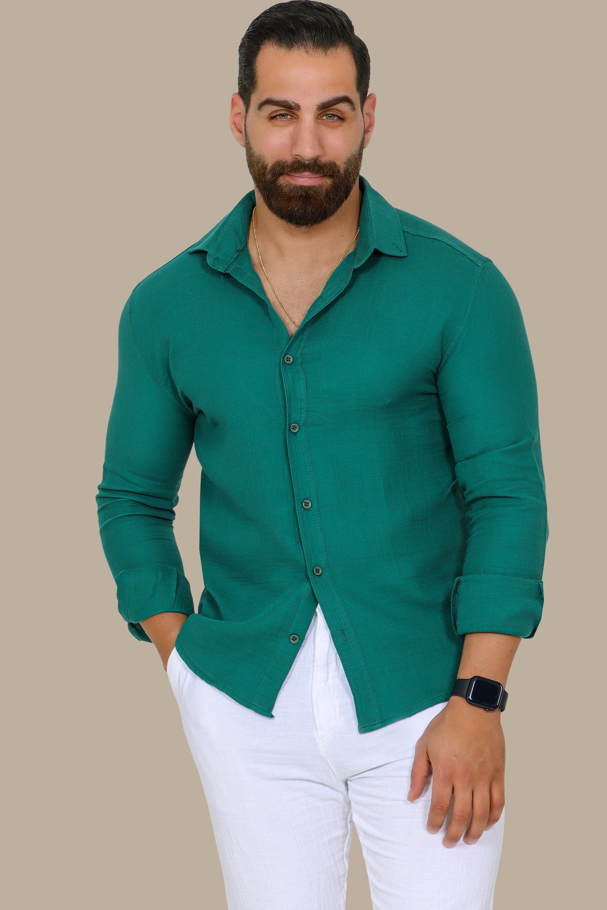 Linen Long Sleeve Button-Down Shirt