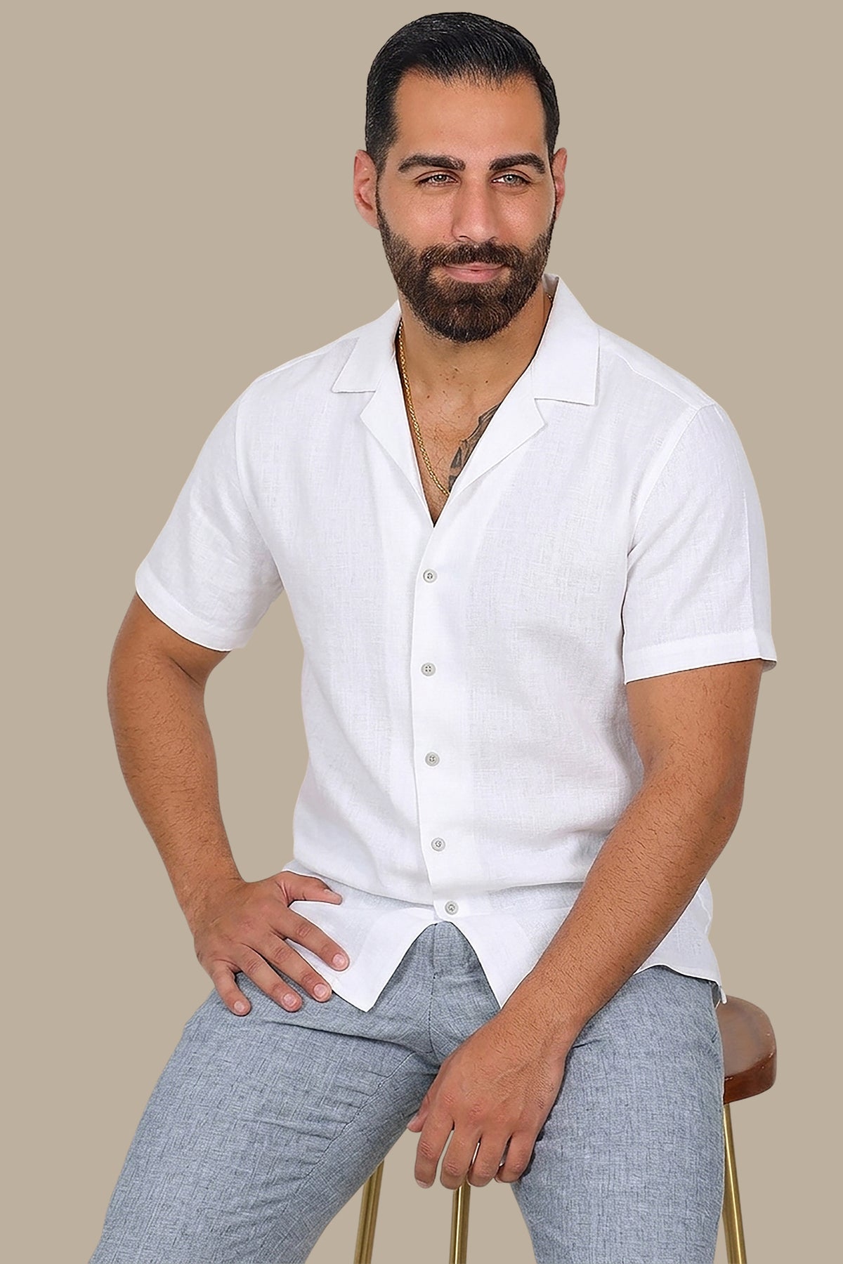 Short Sleeve Crepe Regular Fit Plain Shirt