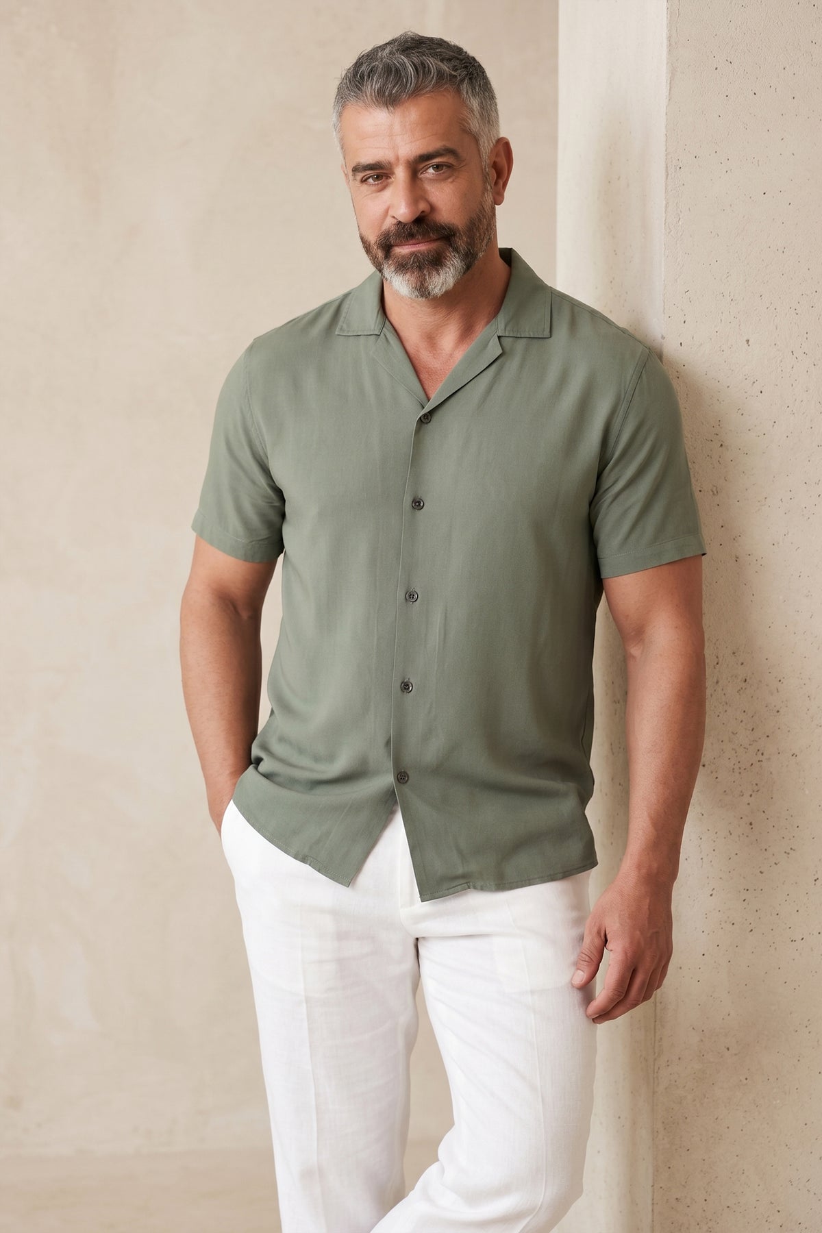 Short Sleeve Crepe Regular Fit Plain Shirt