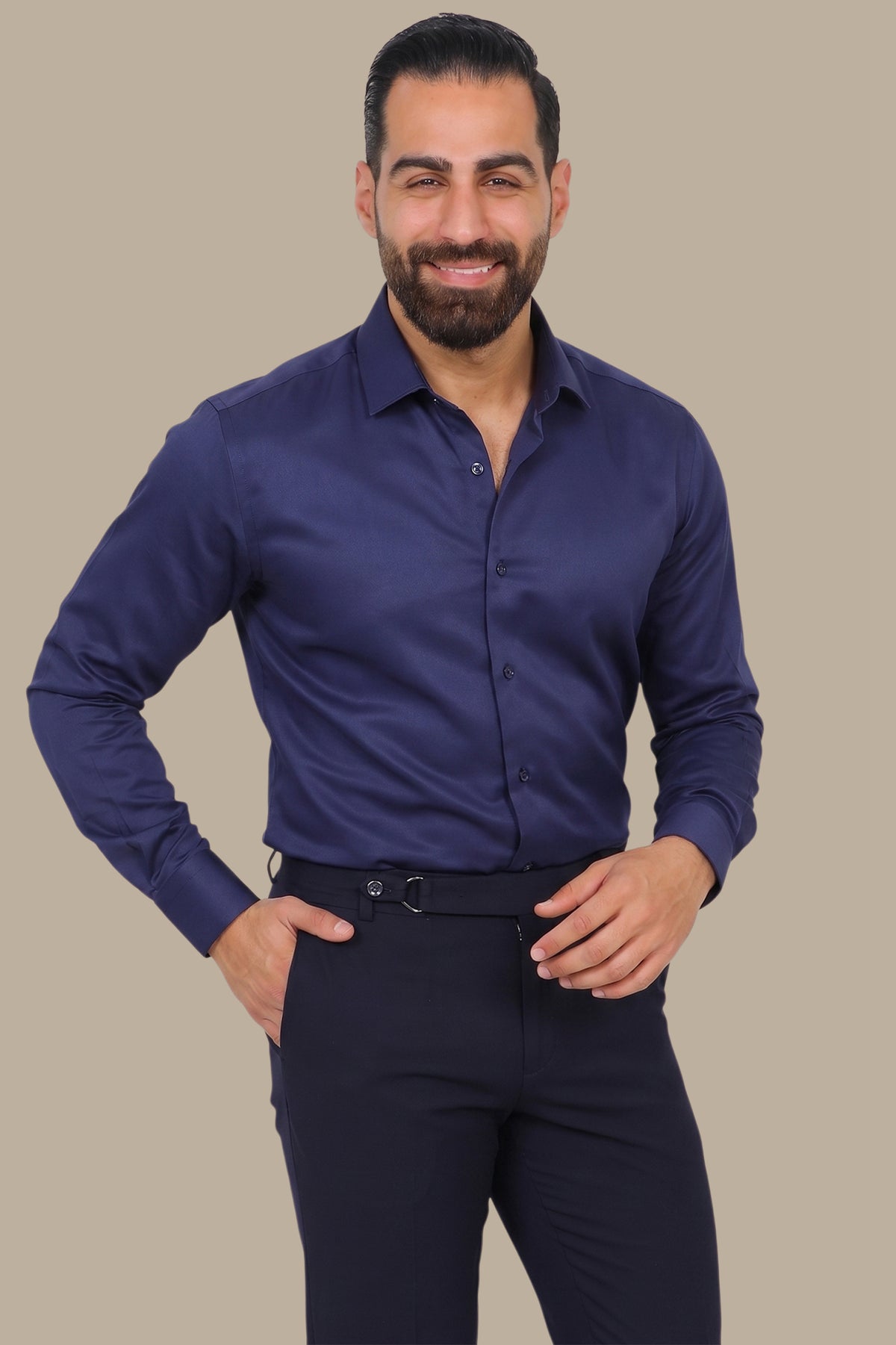 Poplin Slim Shirt with River Collar
