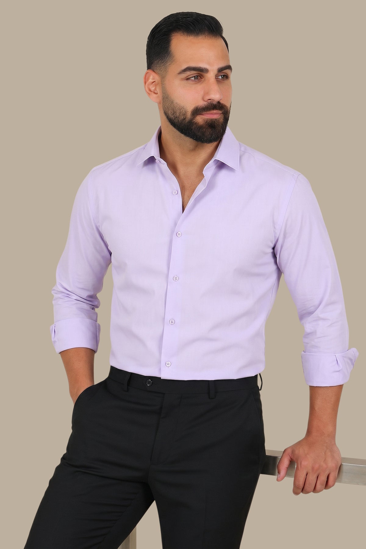 Poplin Slim Shirt with River Collar
