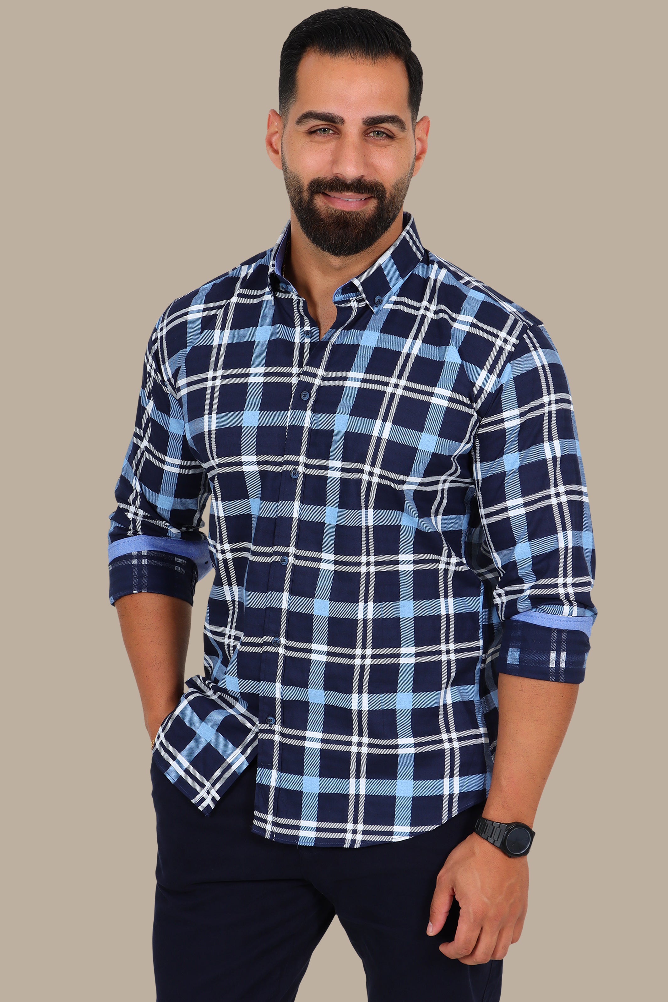 Light Blue Plain Button-Down Shirt