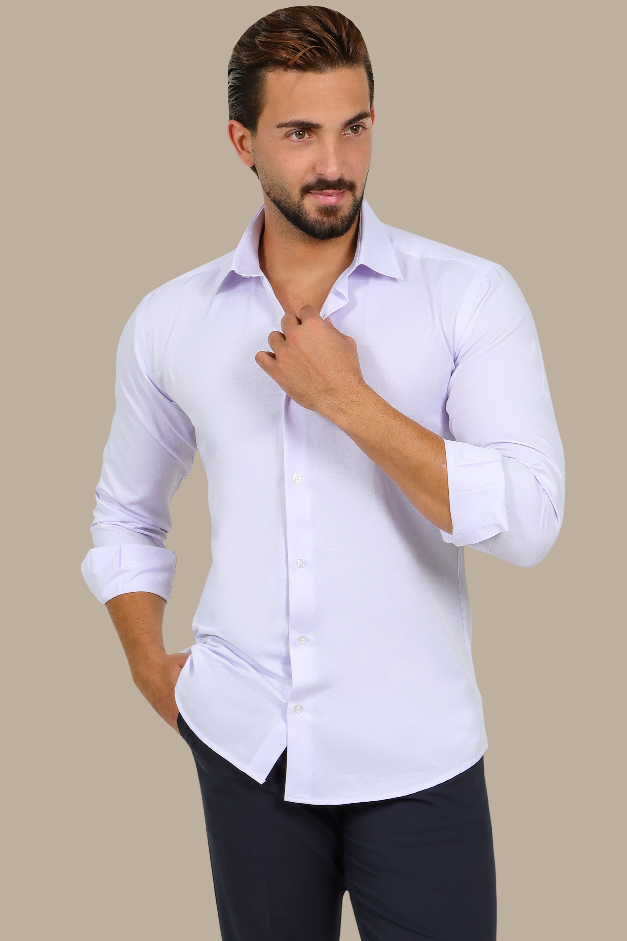Classic Soft Satin Shirt – Lilac