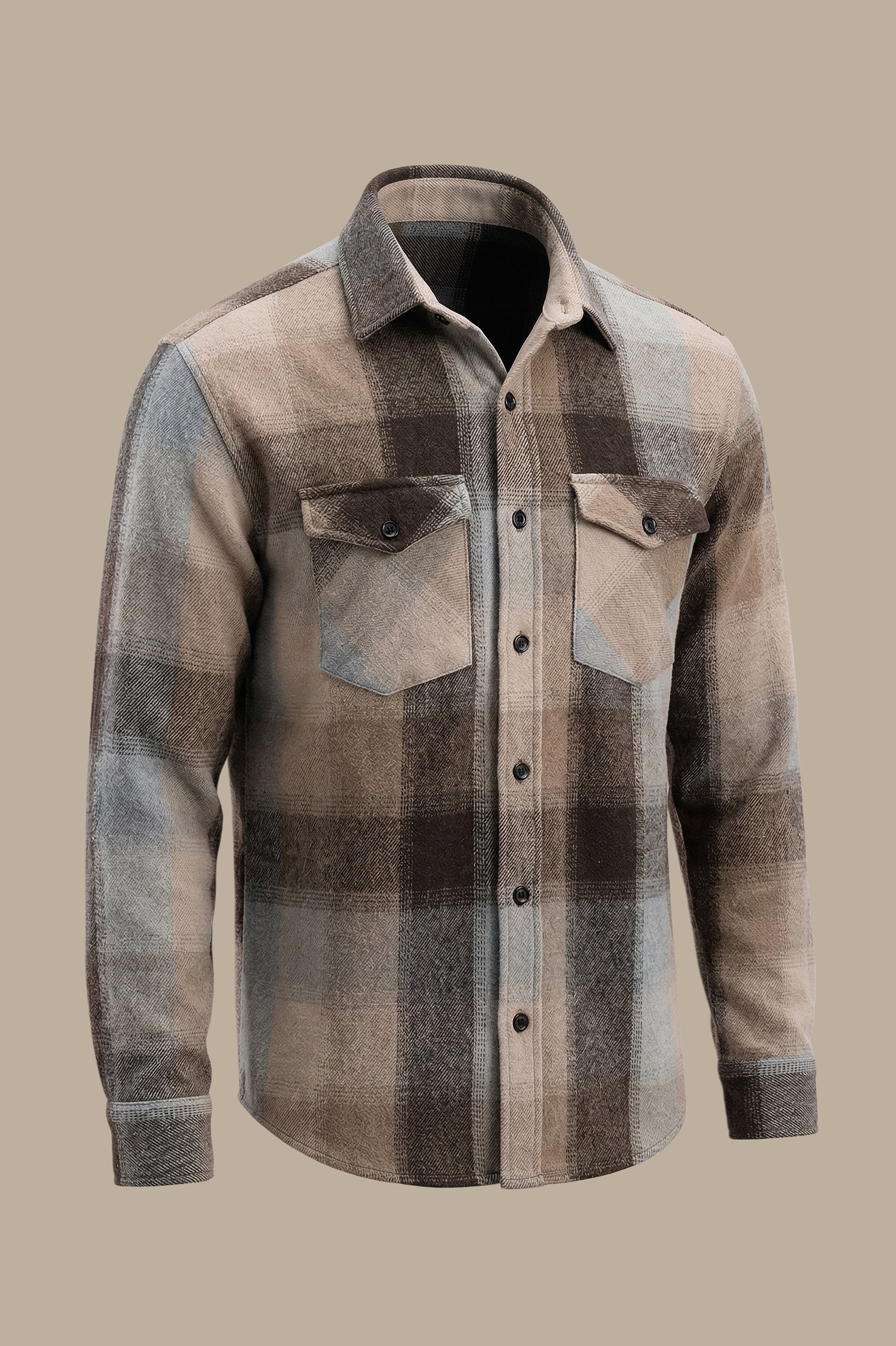 Rugged Essentials: Brown Two-Pocket Overshirt