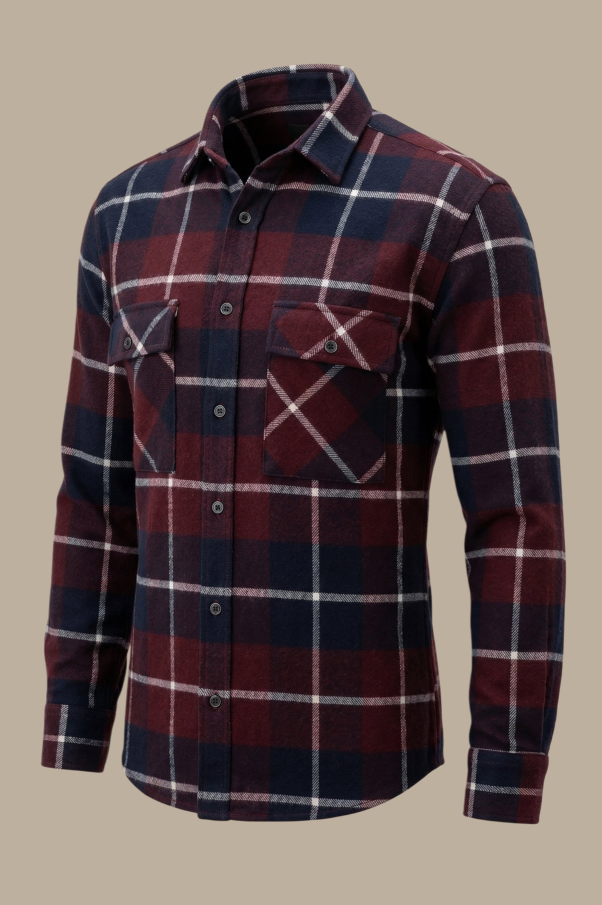 Overshirt with Two Pockets Burgundy