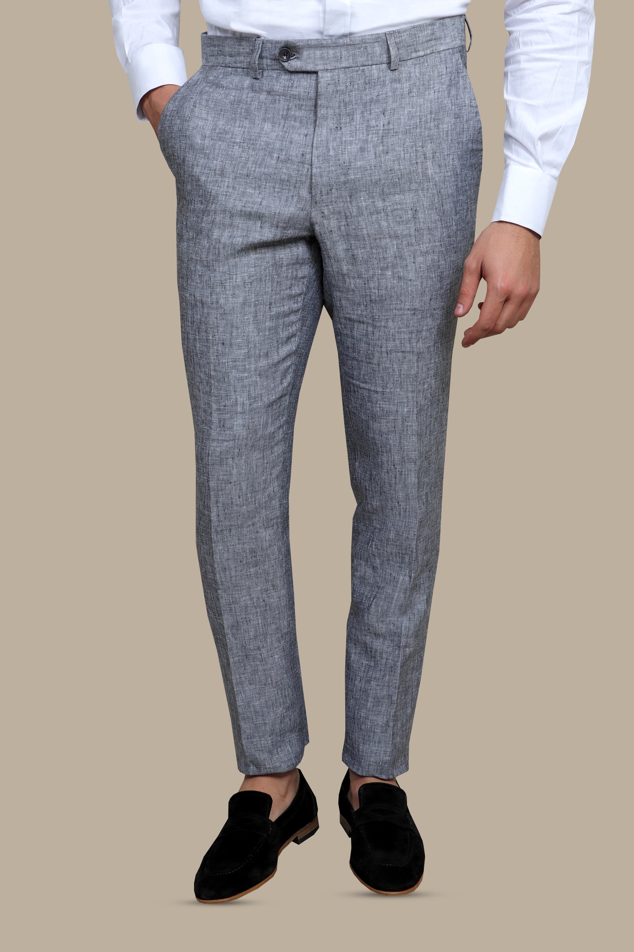 Grey Linen Elegance: Stylish Pants Collection