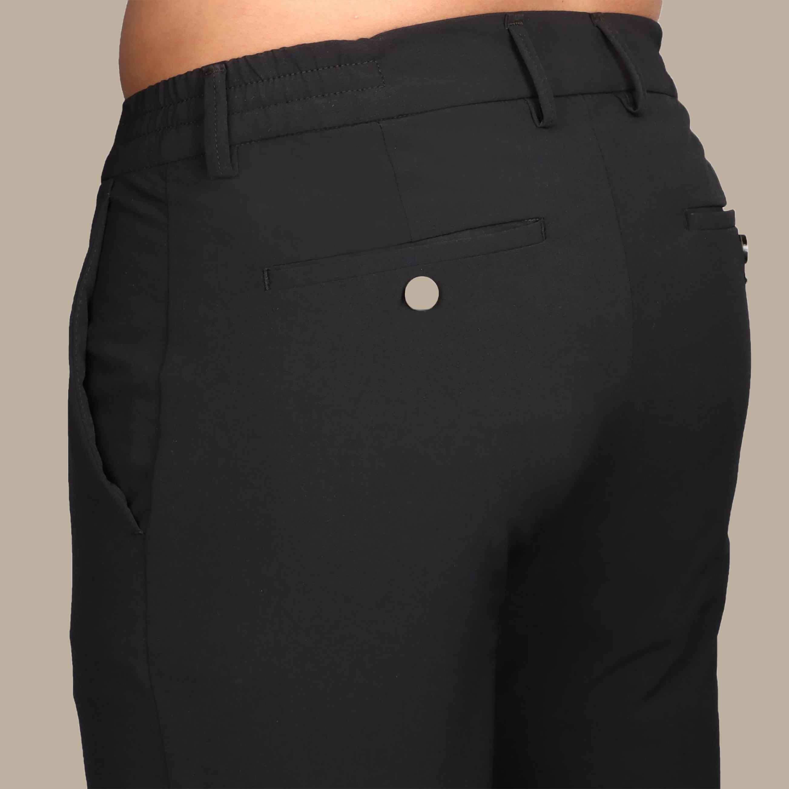 Black Parachute Pants with Elastic Waistband