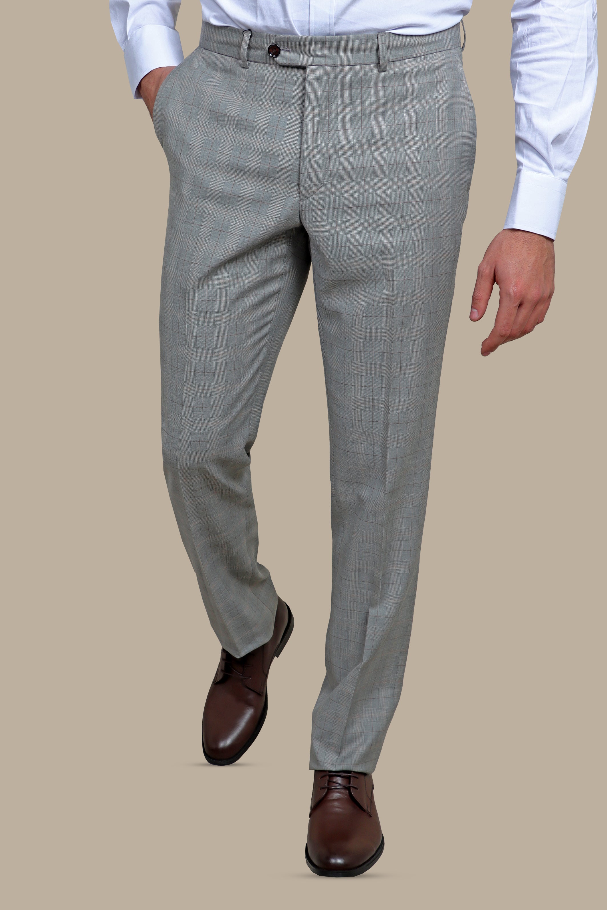 Grey Checkered Elegance: Stylish Trouser Collection