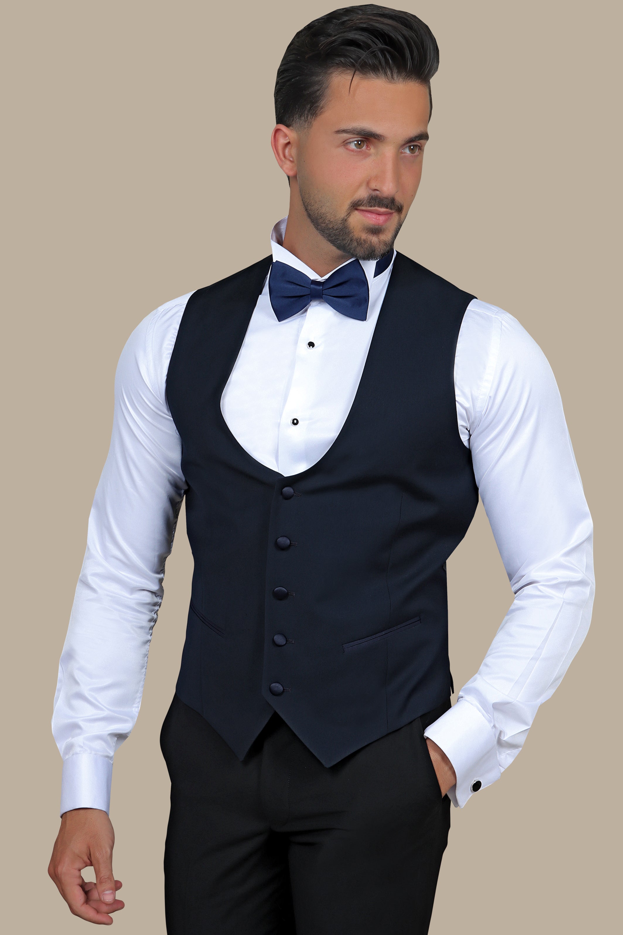 Navy Blue Round Neck Vest