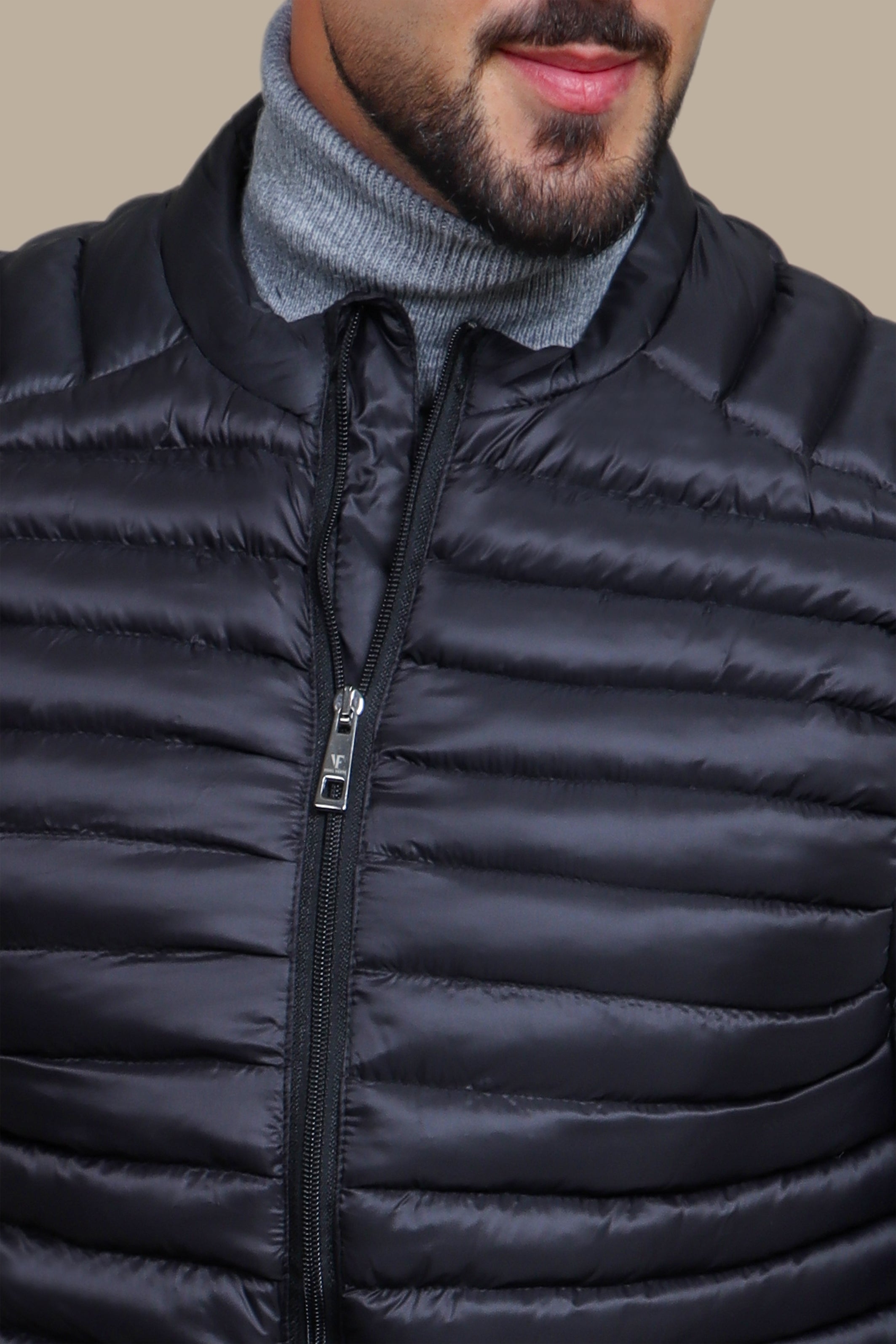 Nocturnal Trek: Black Padded Puffer Vest for Urban Explorations