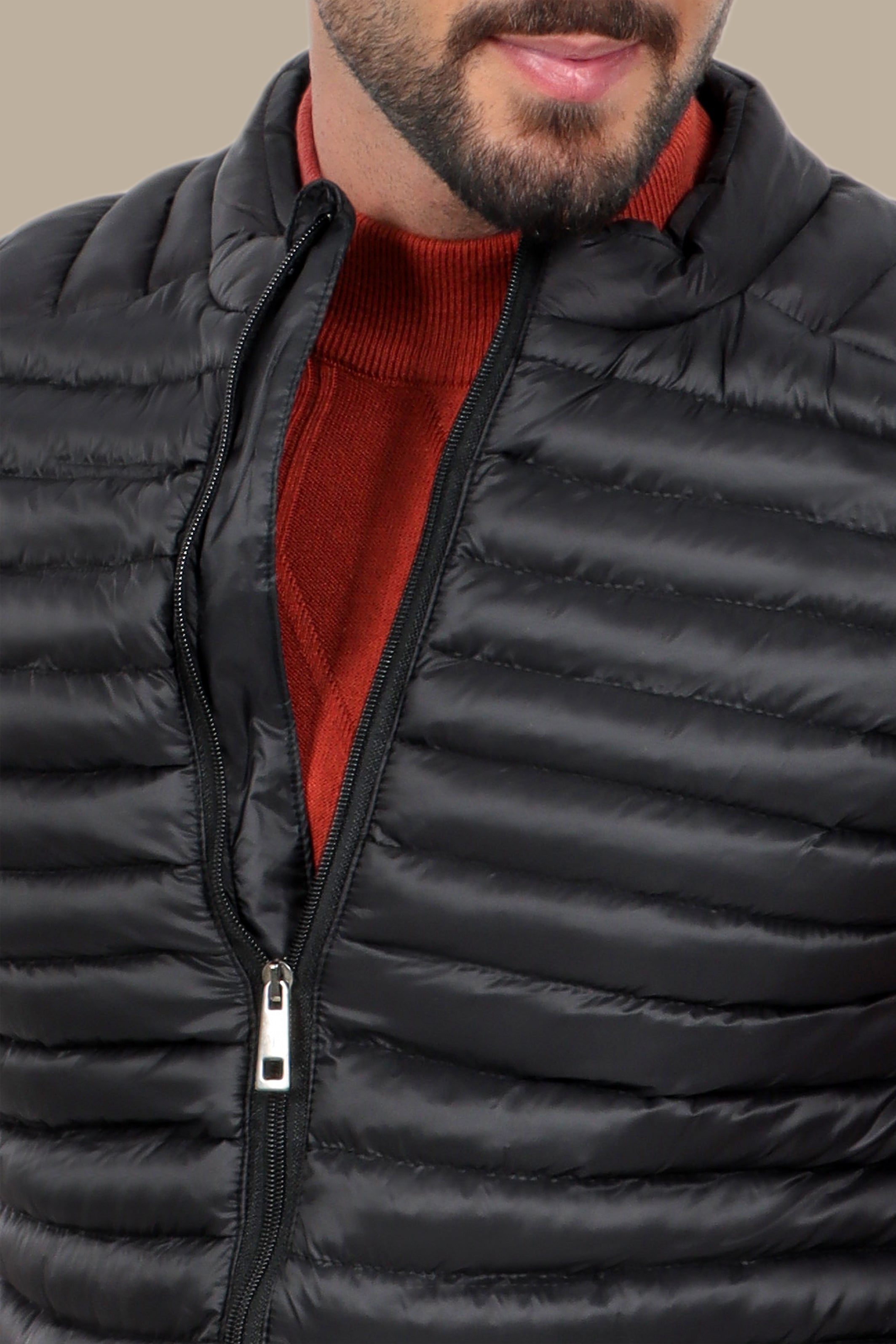 Nocturnal Trek: Black Padded Puffer Vest for Urban Explorations