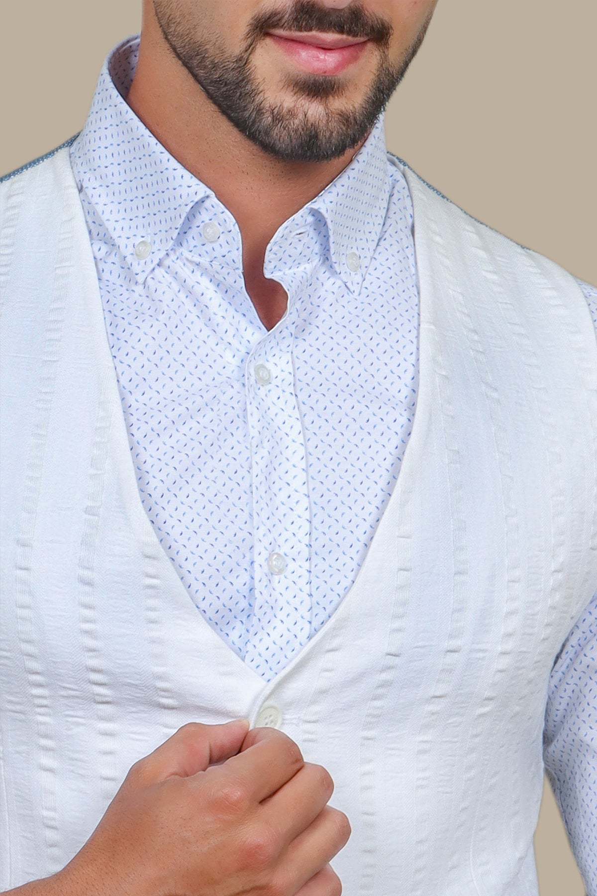 White Elegance: Enhancing with Vest Stripes