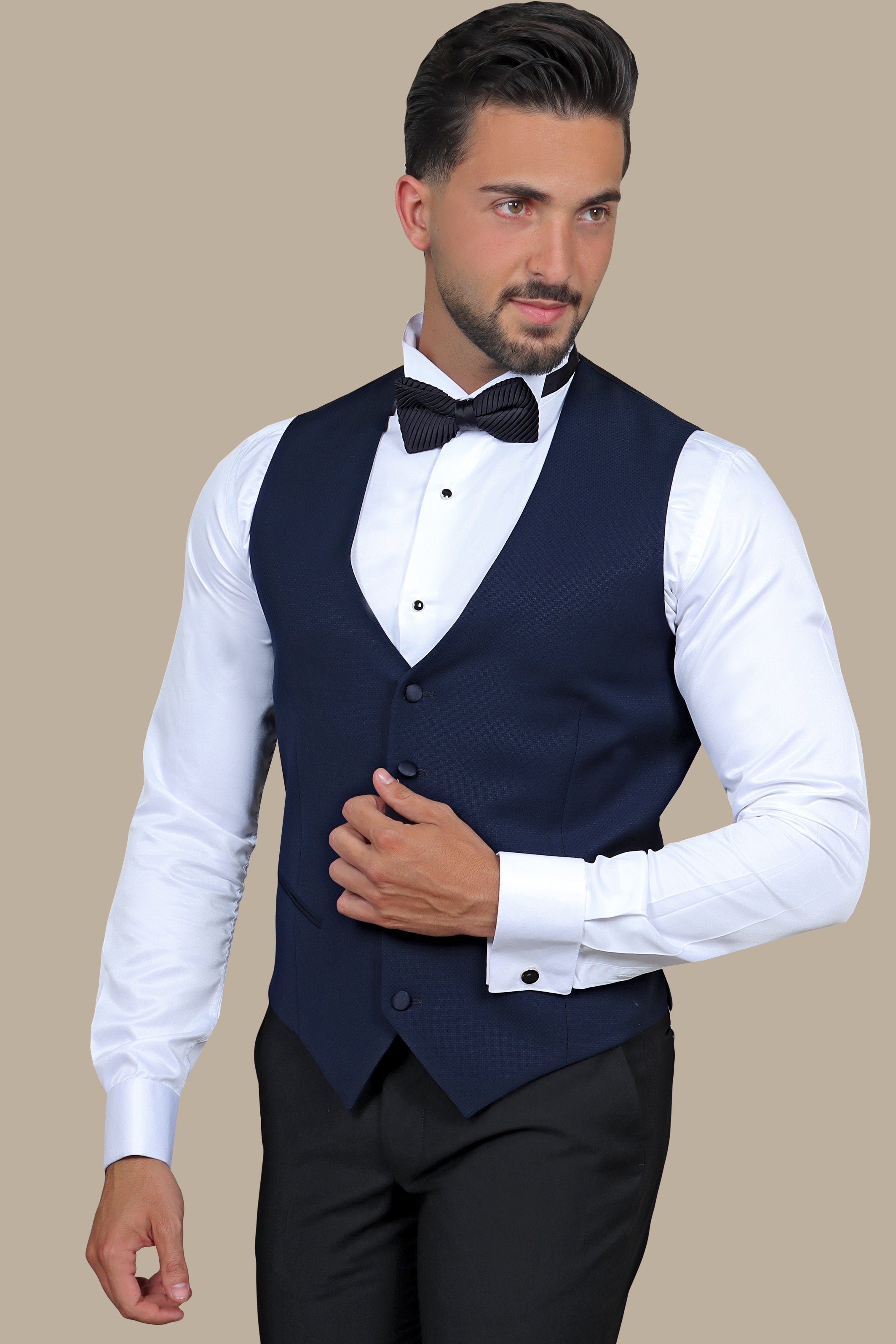 Navy Structured Vest Set