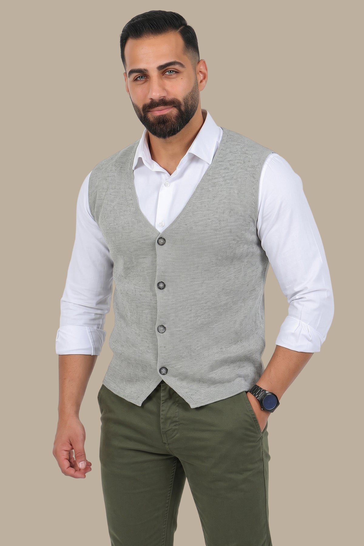 Cotton Casual Vest with 5 Buttons