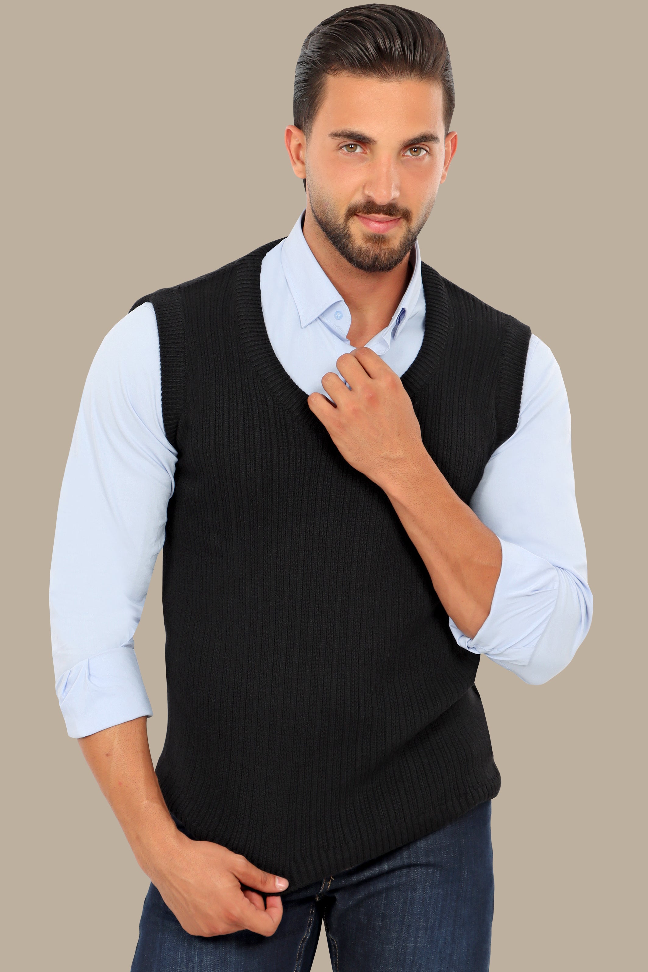 Black Ripped Wool Vest