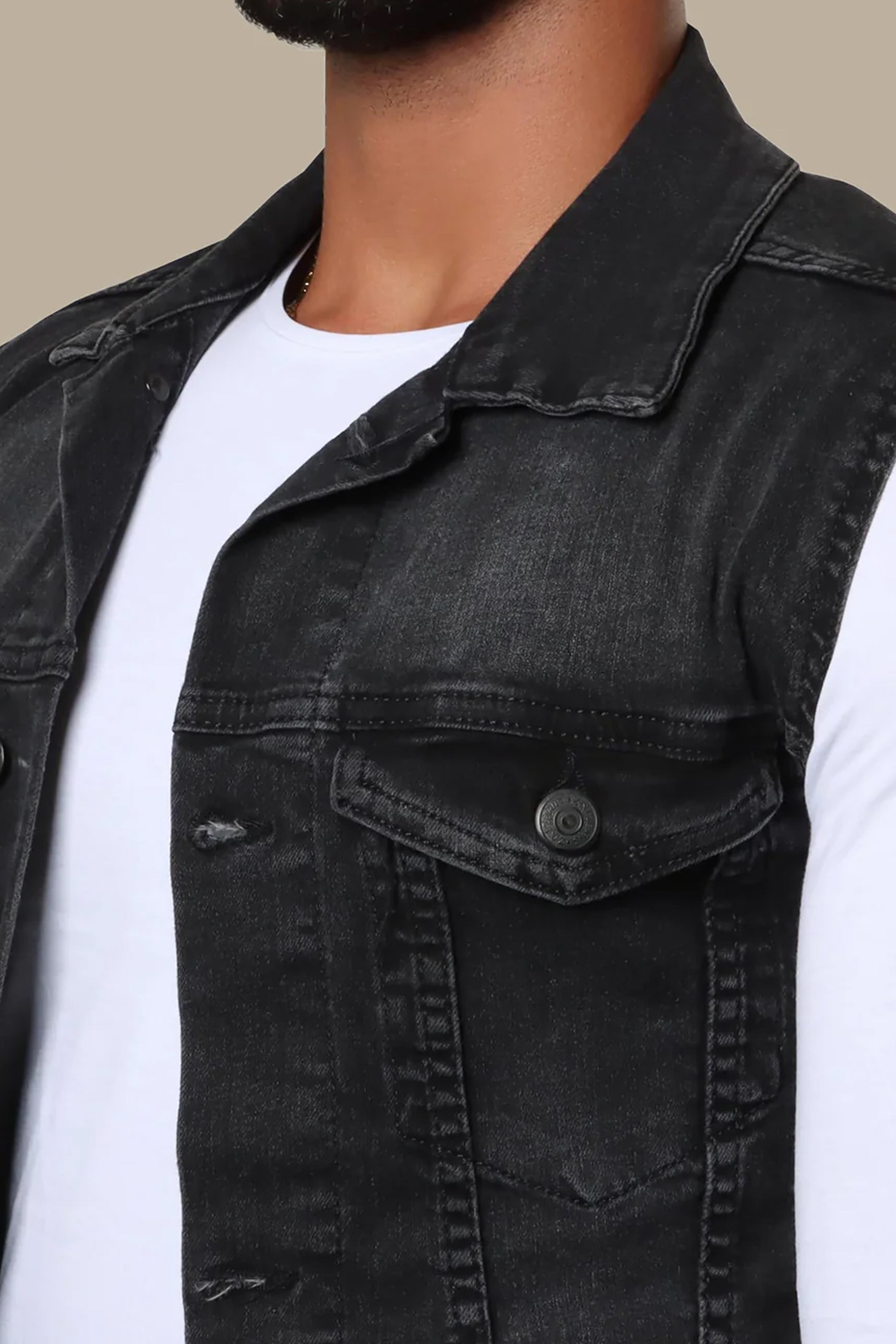 Denim Vest Washed Black