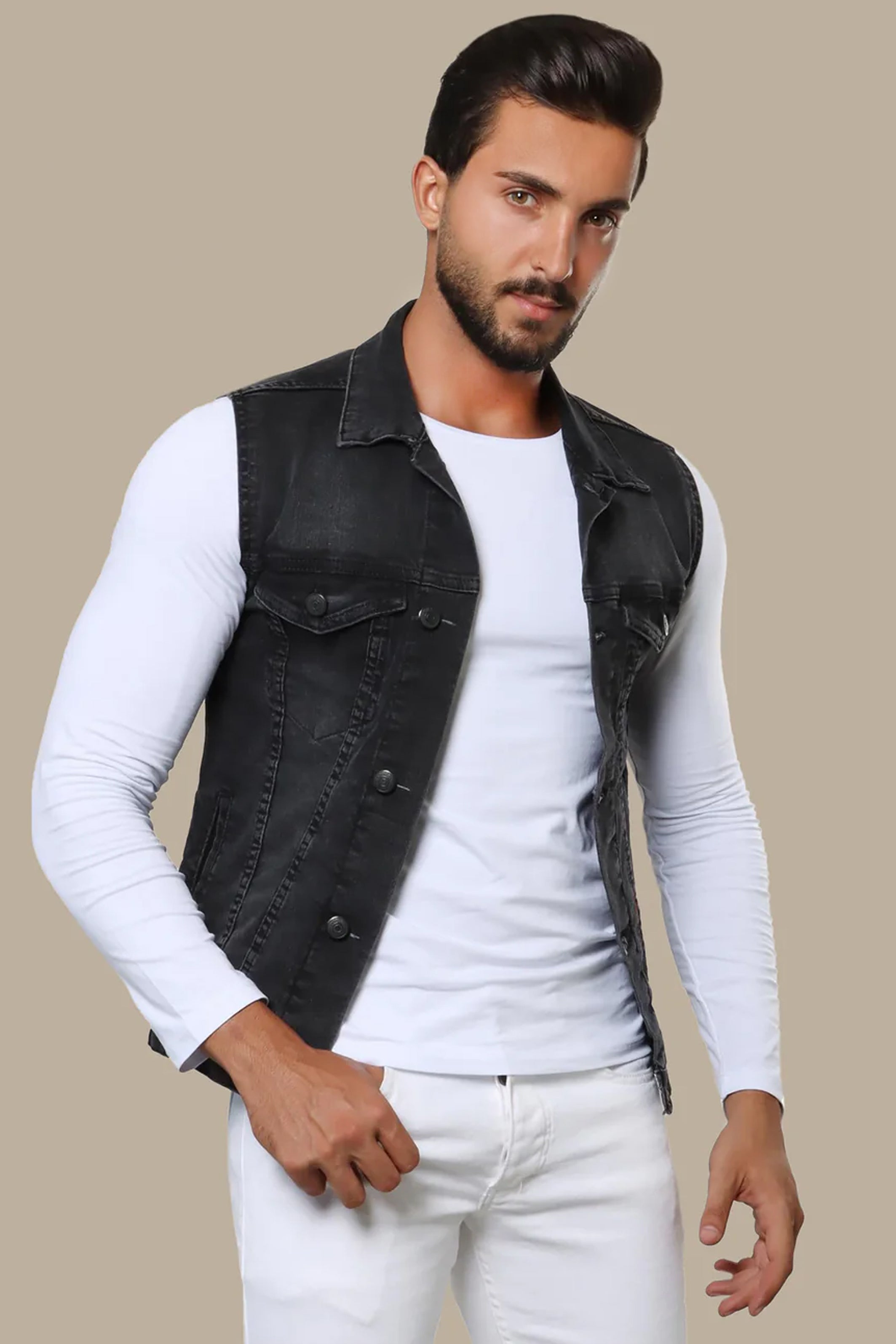 Denim Vest Washed Black