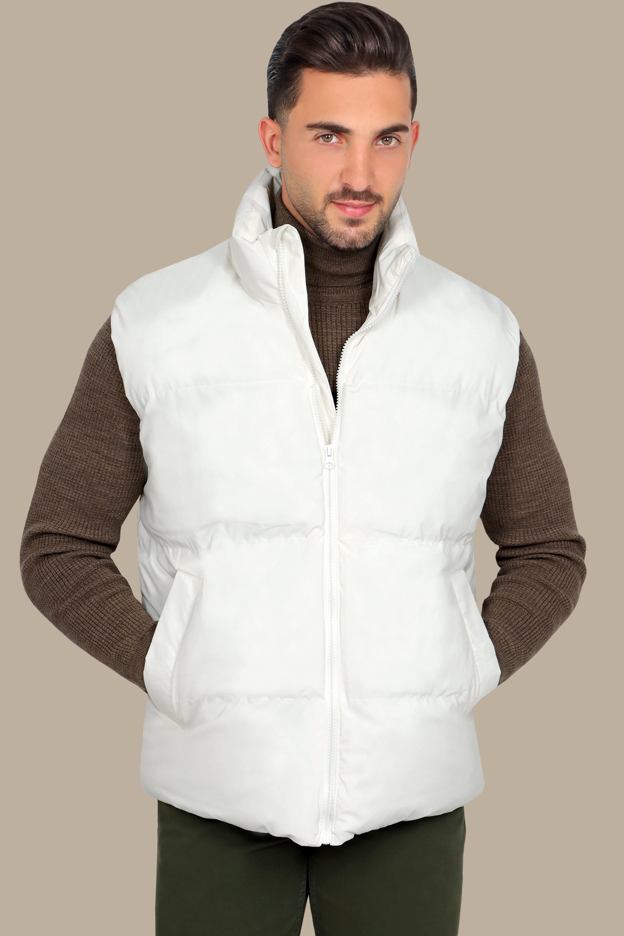 White Basic Puffer Vest