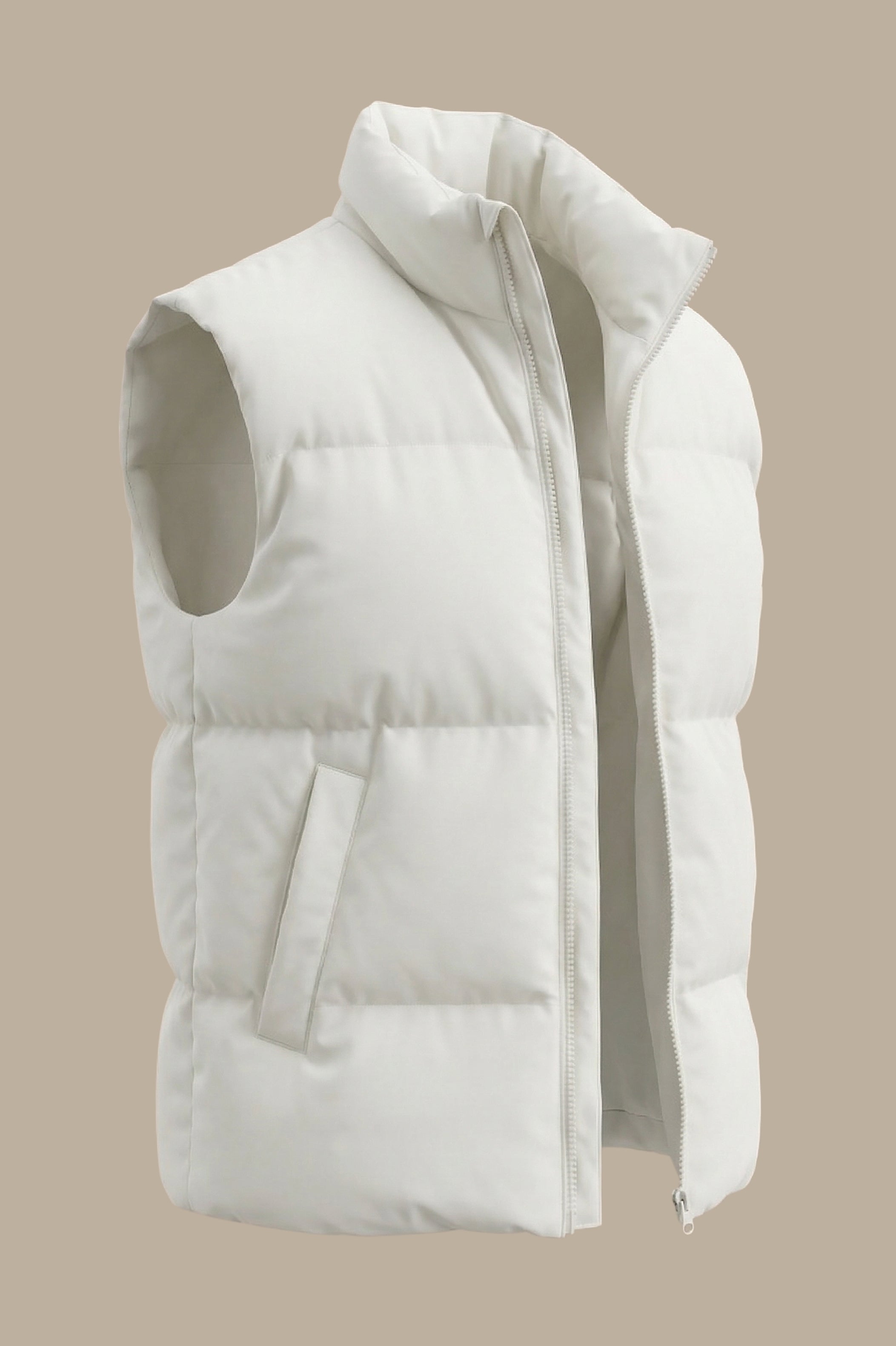 White Basic Puffer Vest