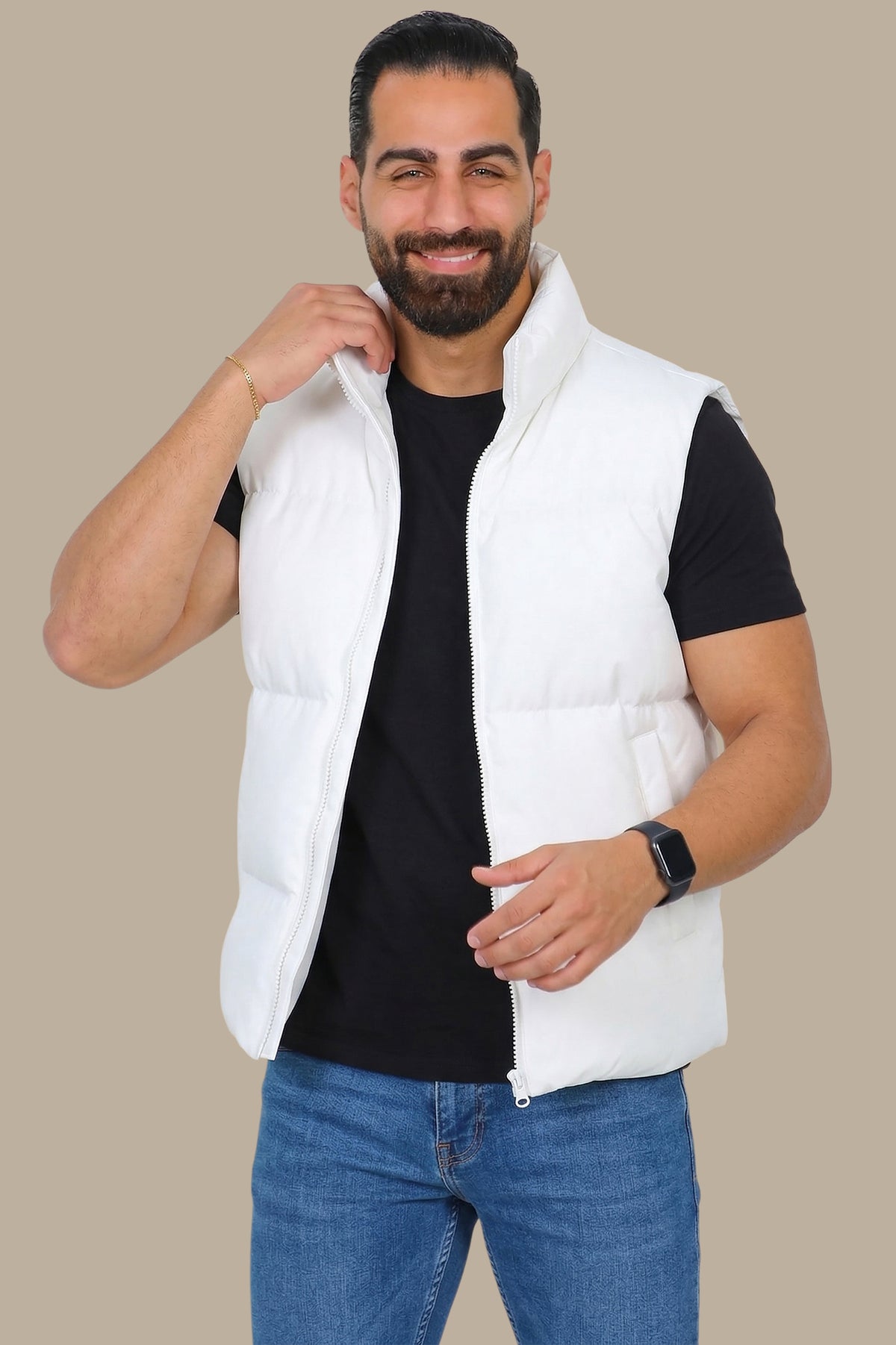 White Basic Puffer Vest