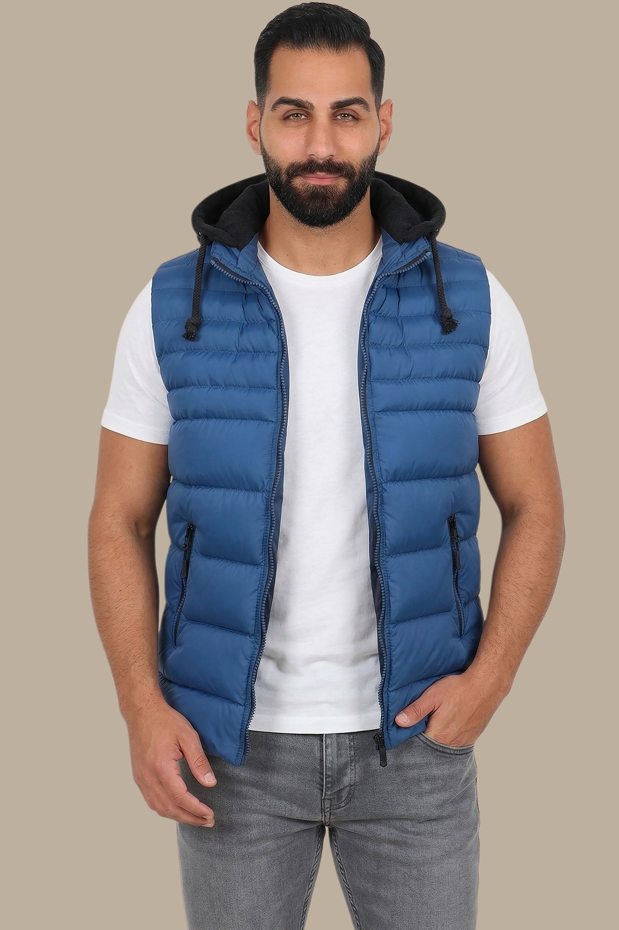 Blue Basic Puffer Vest