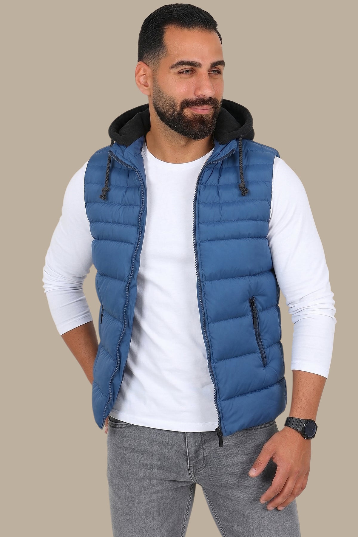 Blue Basic Puffer Vest
