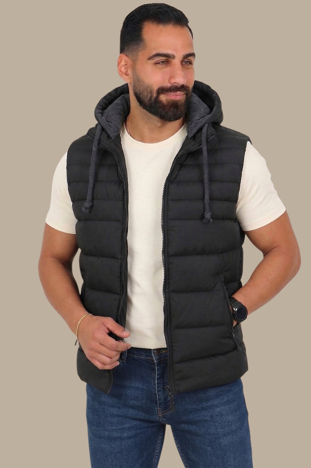 Black Basic Puffer Vest