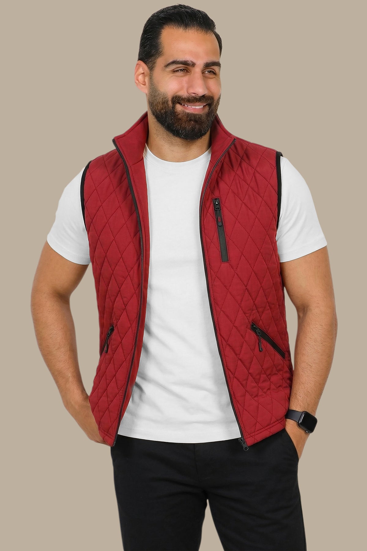 Red Quilted Classic Puffer Vest