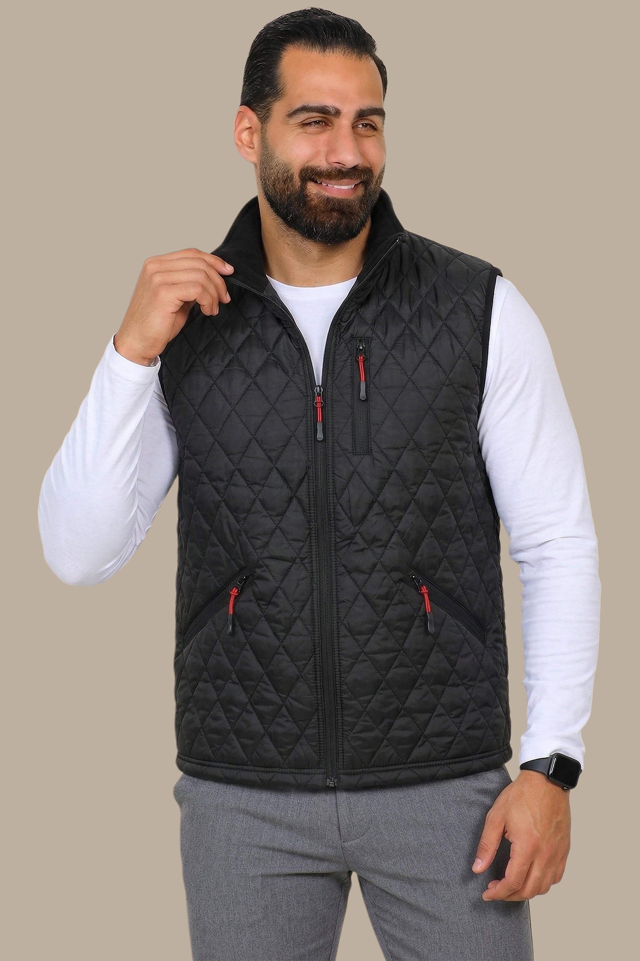 Black Quilted Classic Puffer Vest