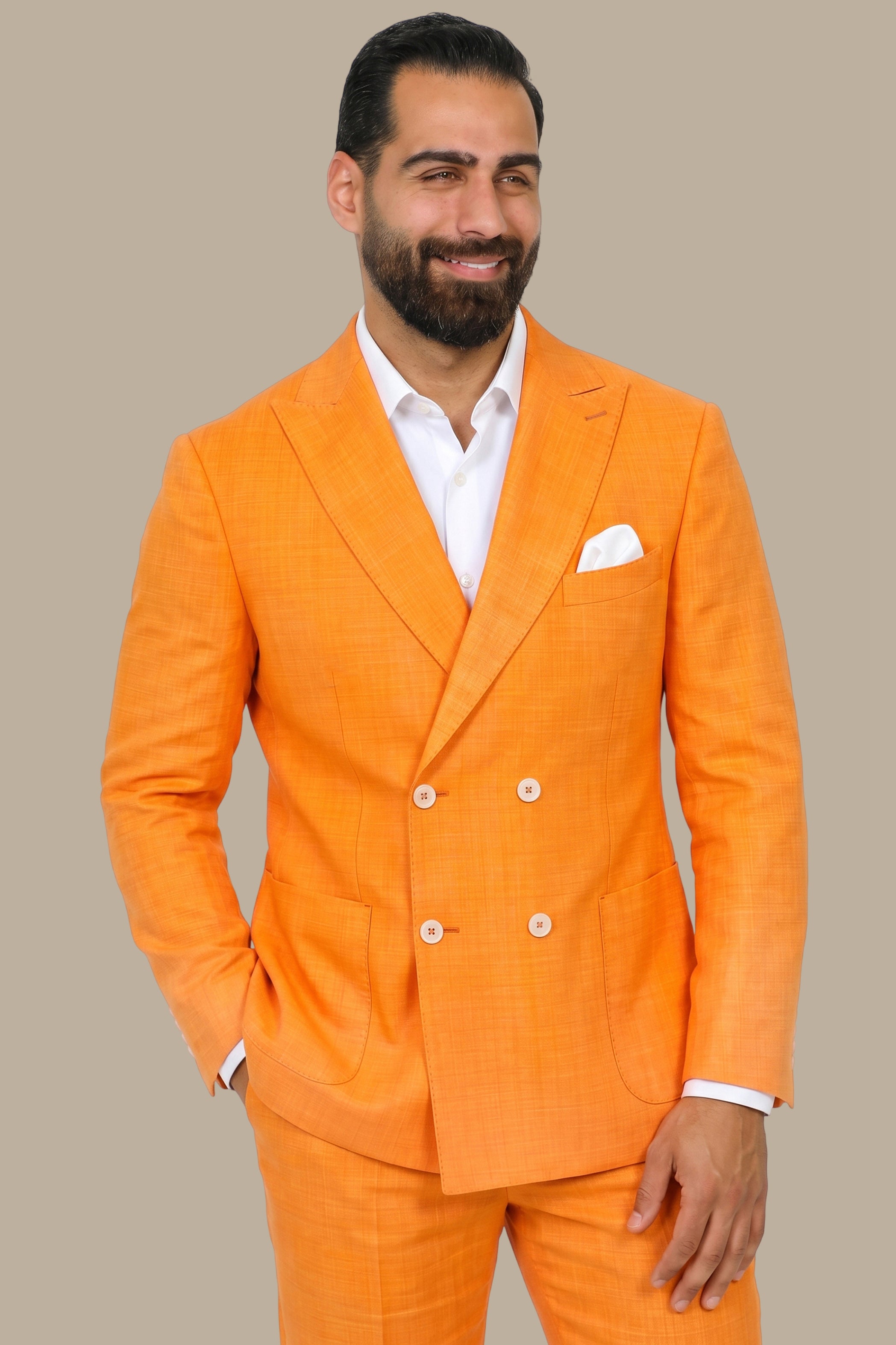 Double Breasted Suit 4 Buttons – Orange