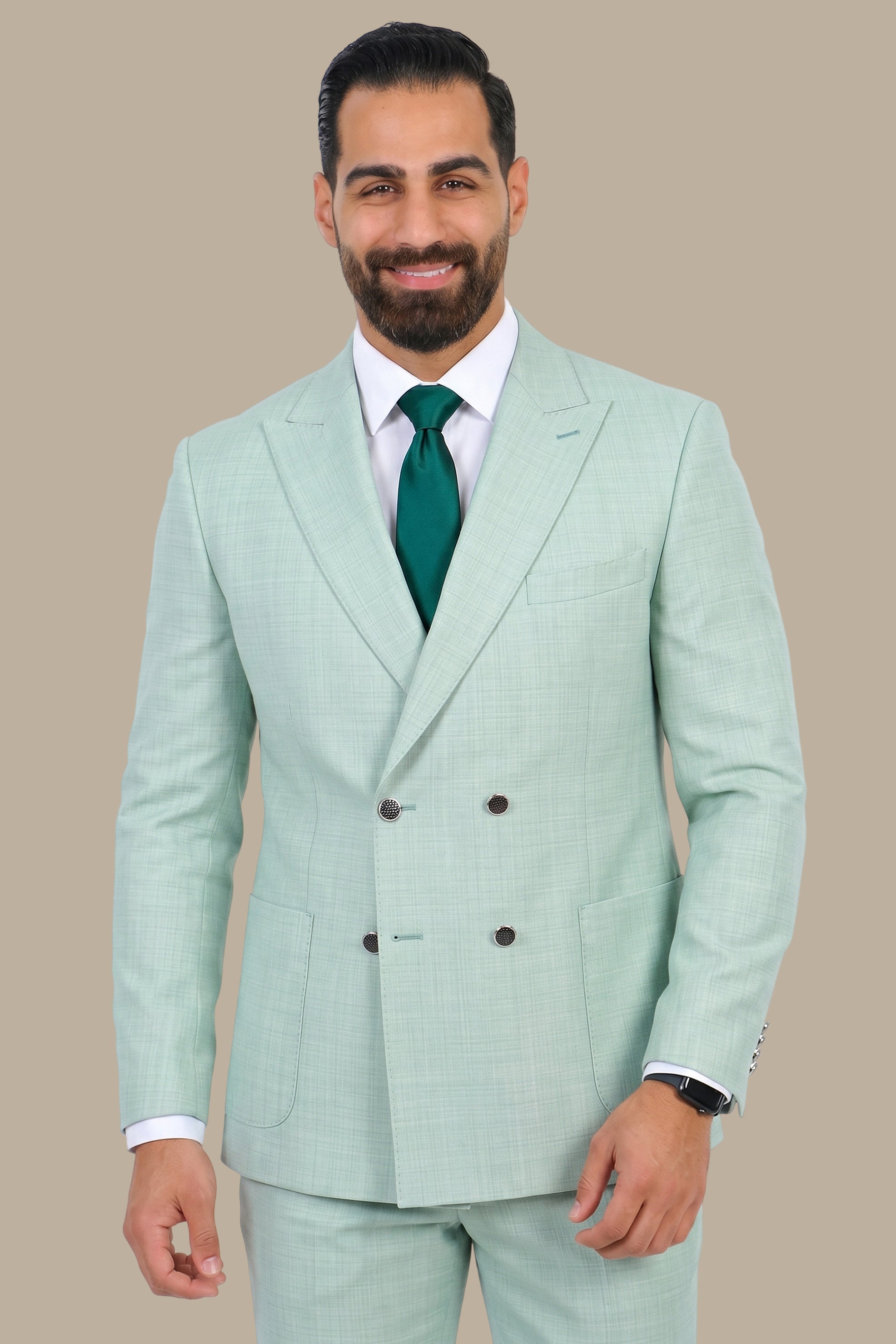 Mint Double-Breasted 4-Button Suit
