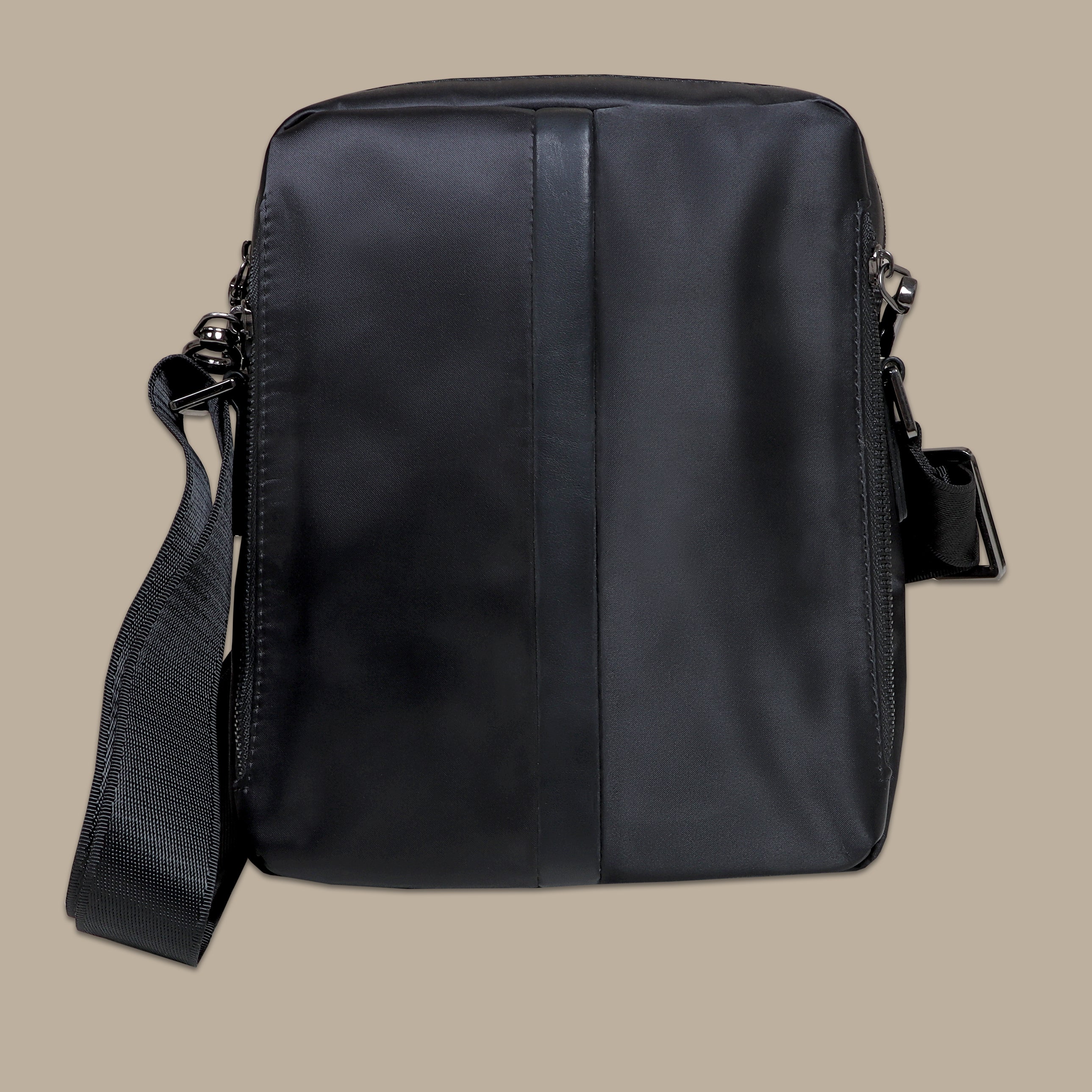 Black Crossbody Bag with Side Zipper