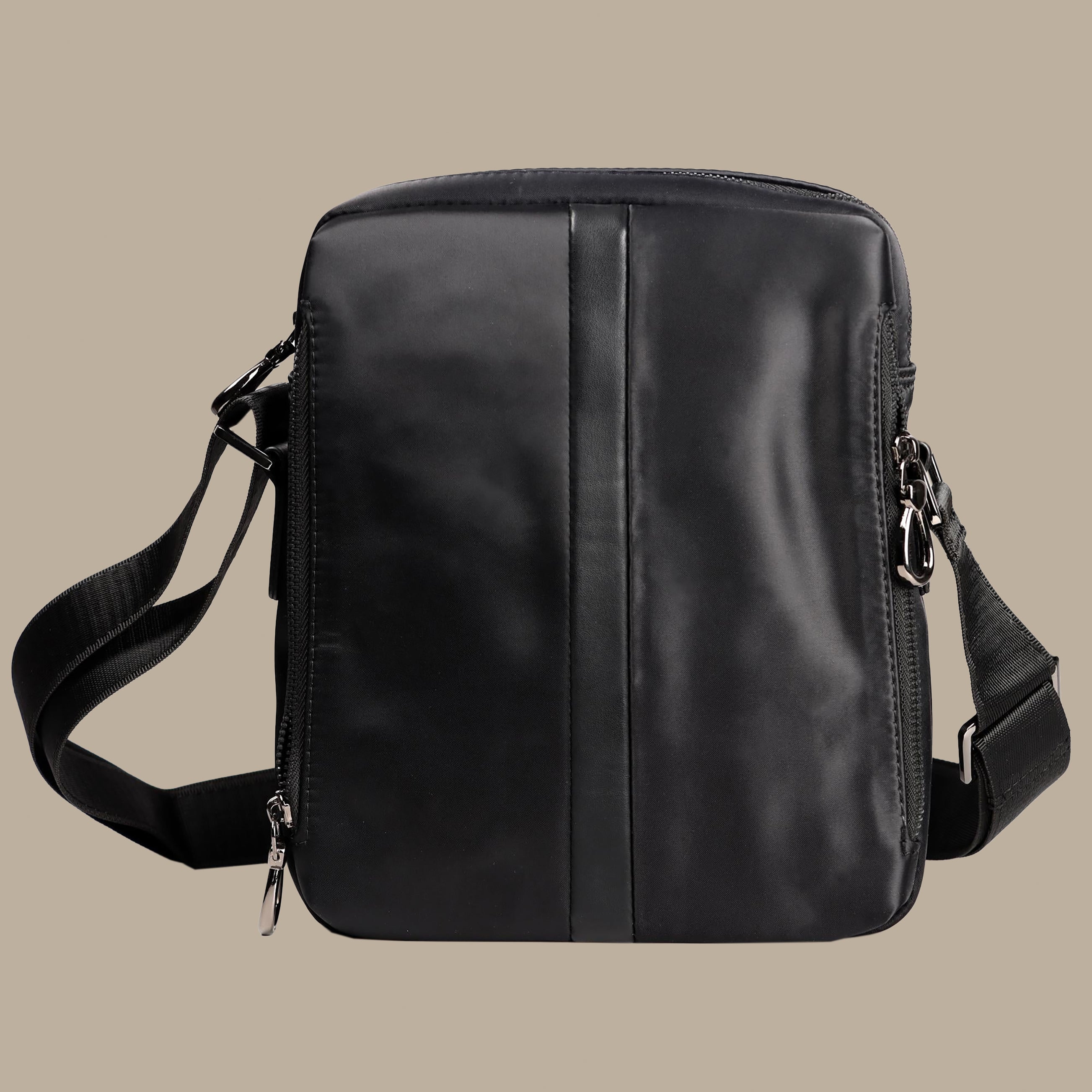 Black Crossbody Bag with Side Zipper