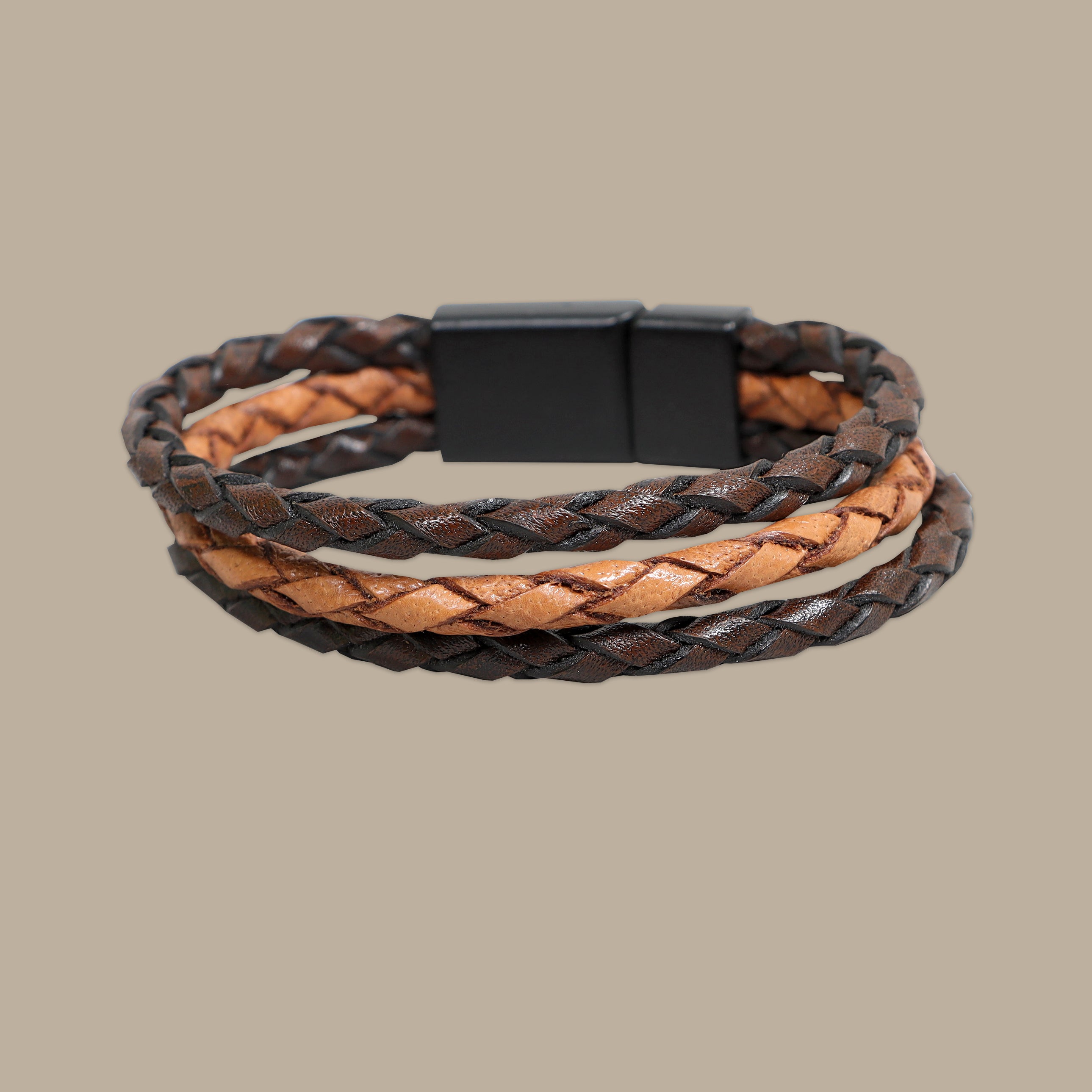 Brown 3-Layer Braided Bracelet