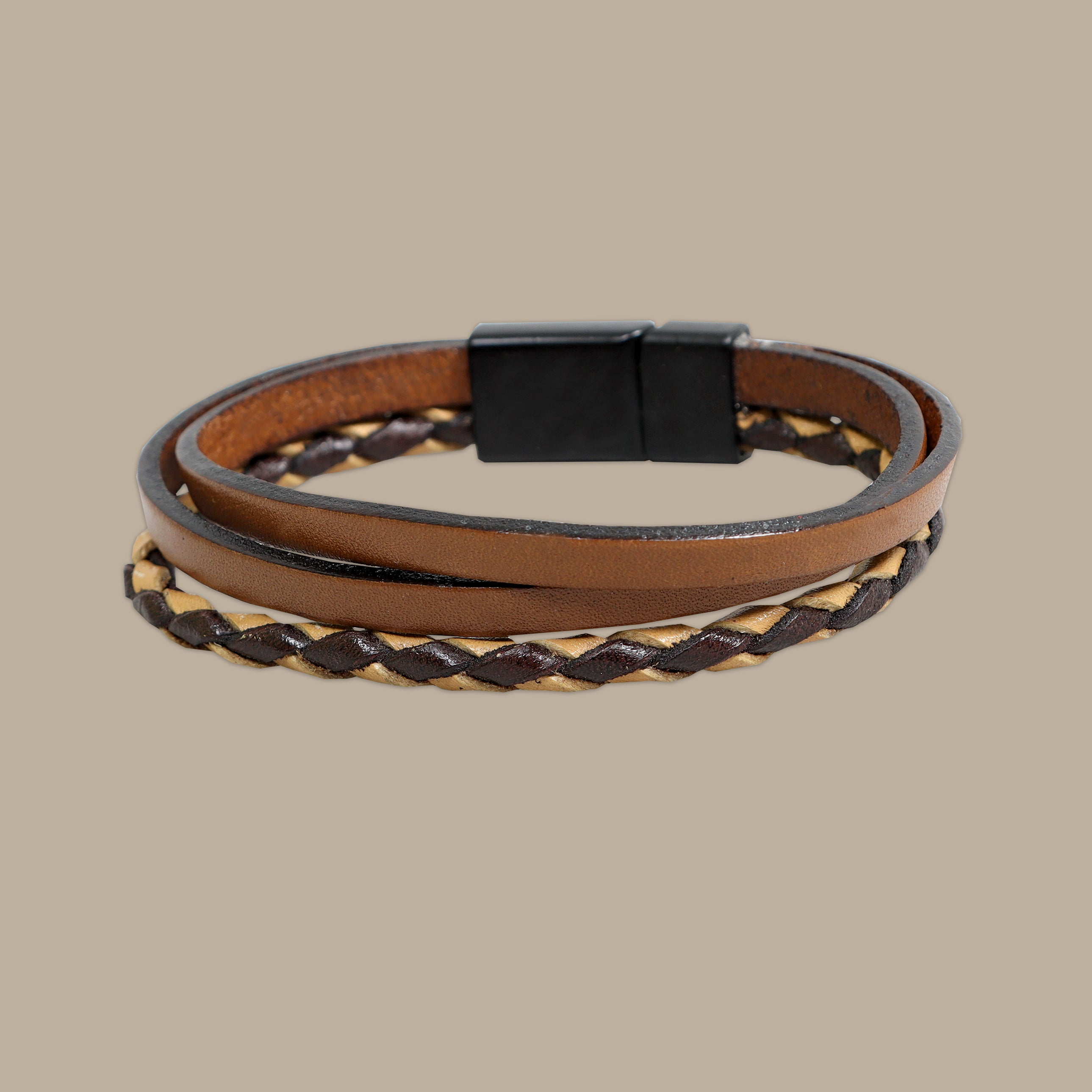 Bracelet 3 Layers 1 Braided | Beige