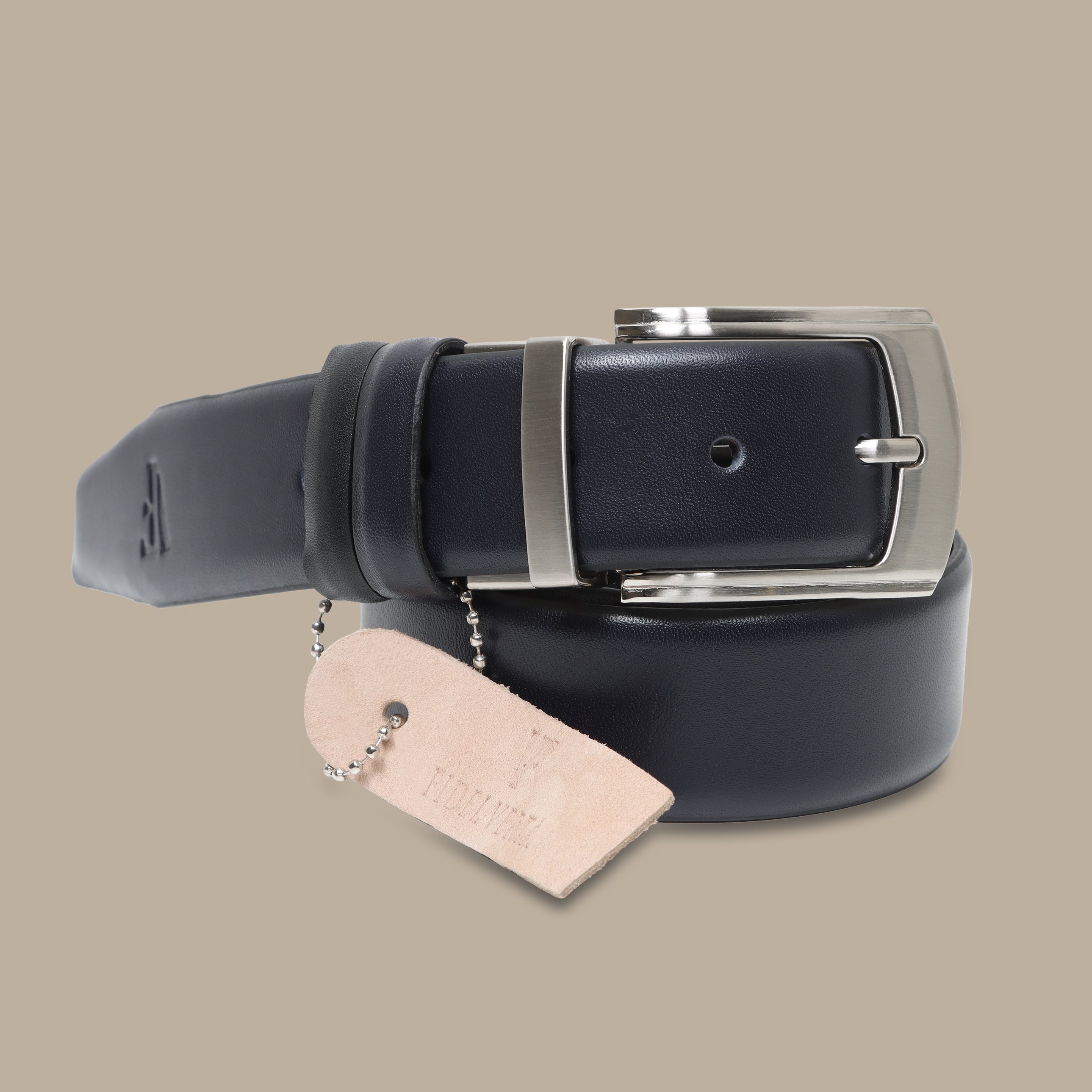 Navy Noir Reverso: Reversible Leather Belt in Elegant Black