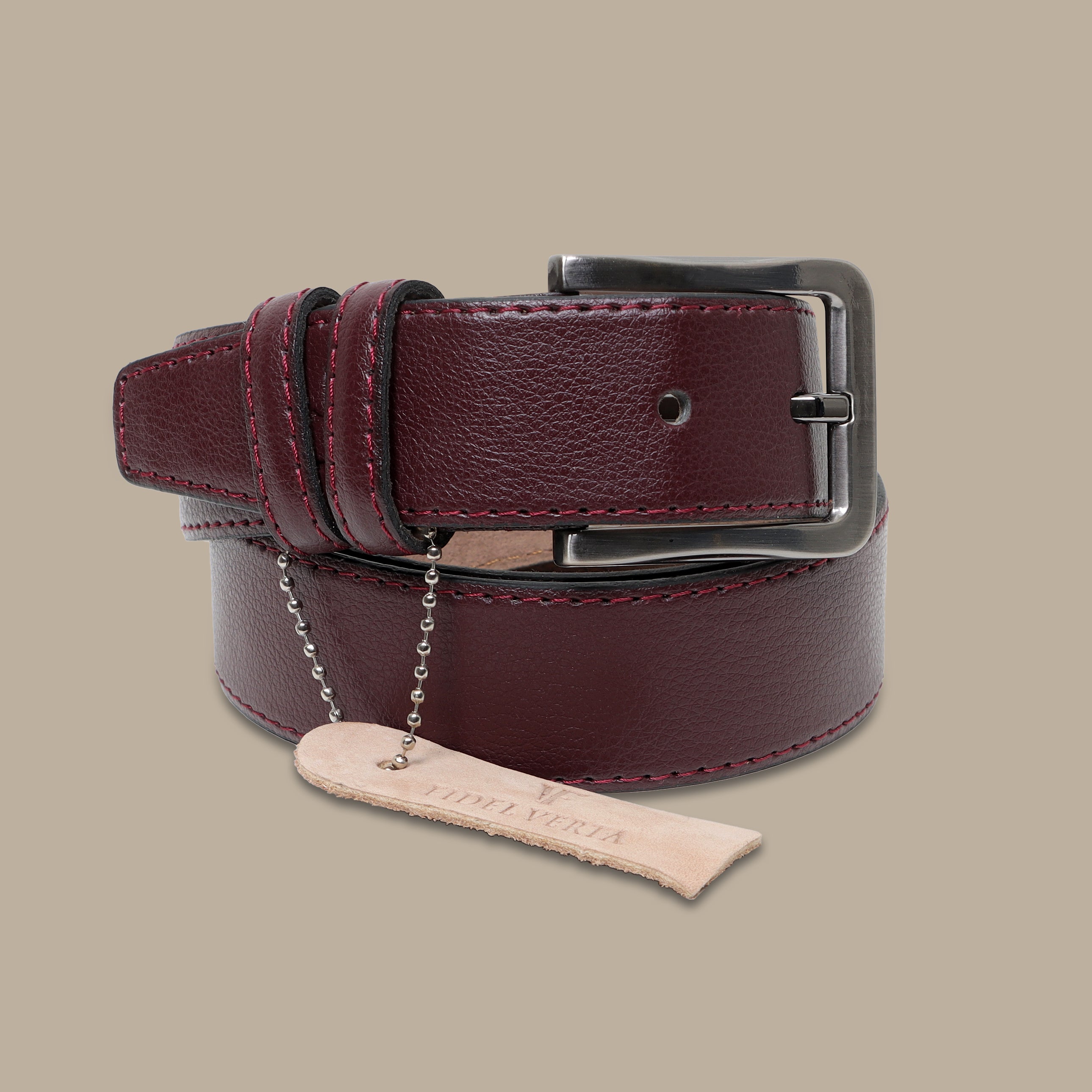 Burgundy Elegance: PU Plain Classic Belt in Timeless Hues