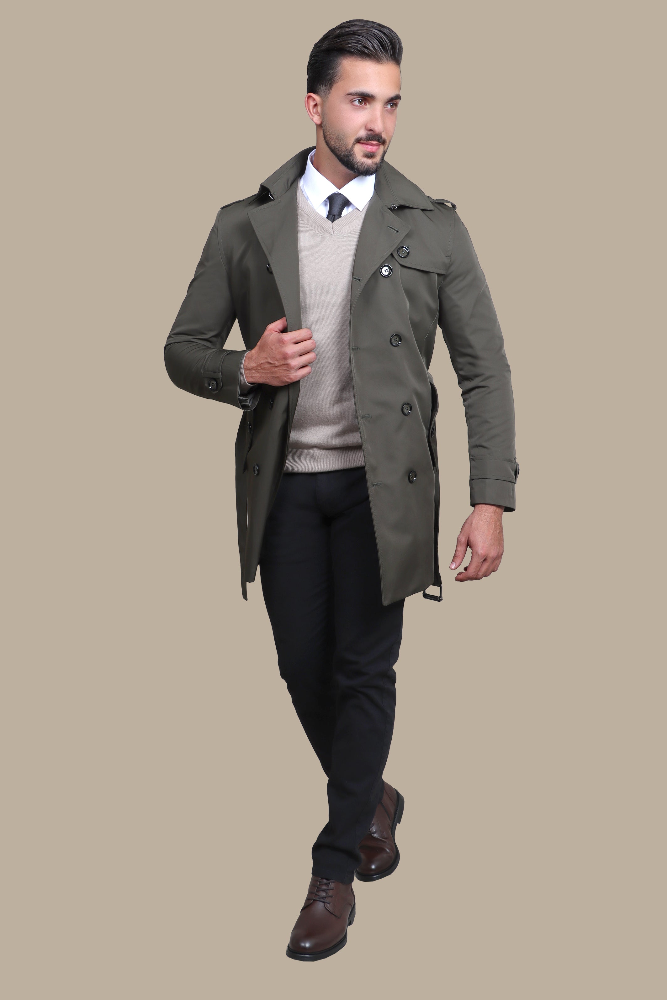 Olive Drab Defender: The Ultimate Trench Coat for Military Style