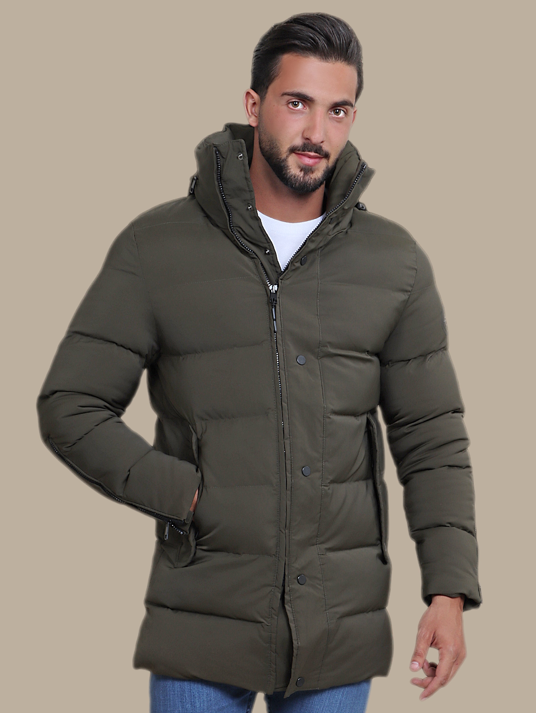 Coat Puffer Hooded | Khaki