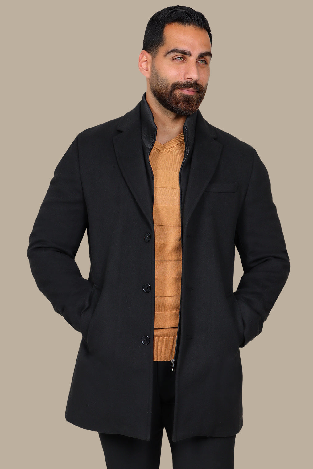 Black Beauty: The Notch Detachable Coat in Timeless Elegance