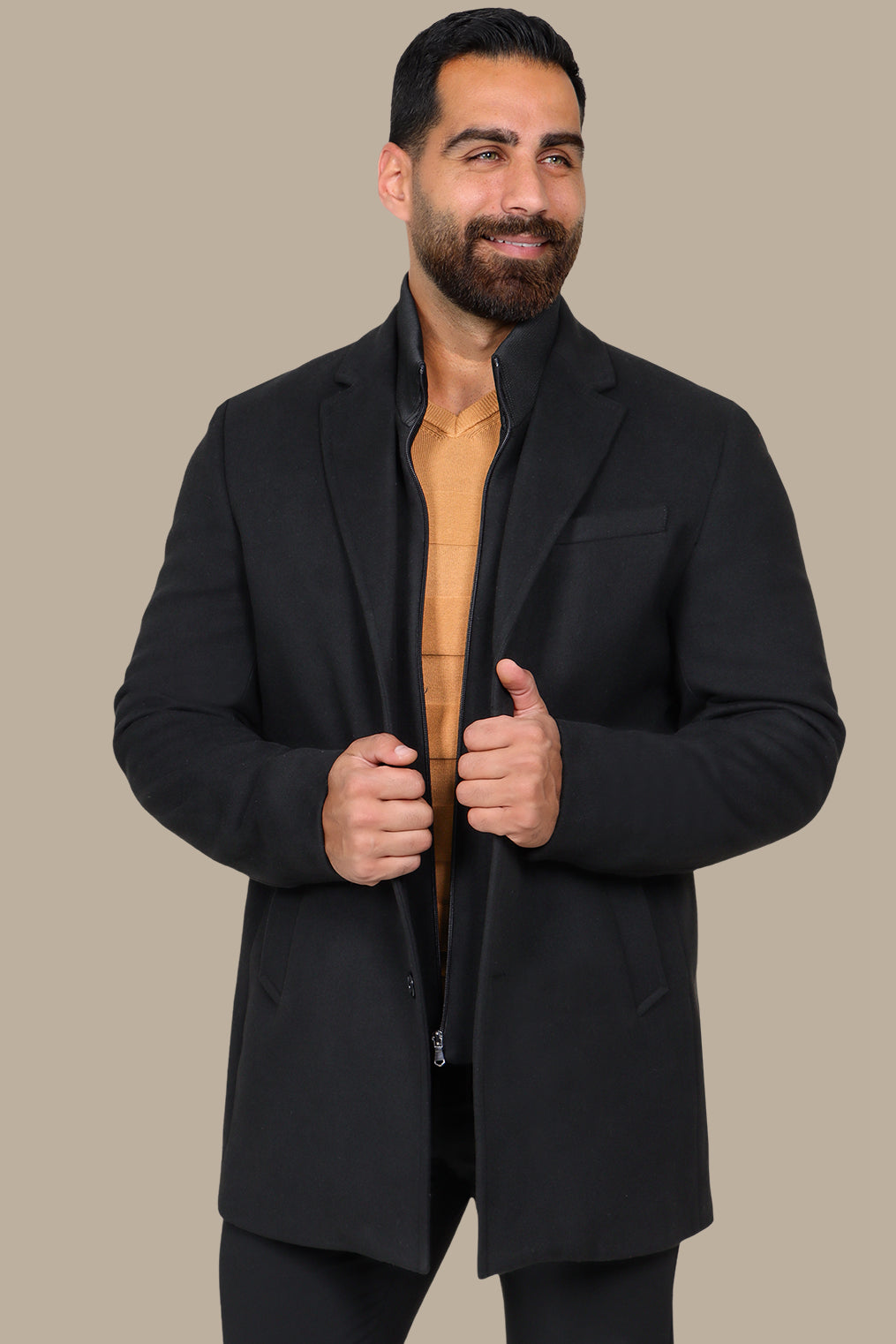 Black Beauty: The Notch Detachable Coat in Timeless Elegance