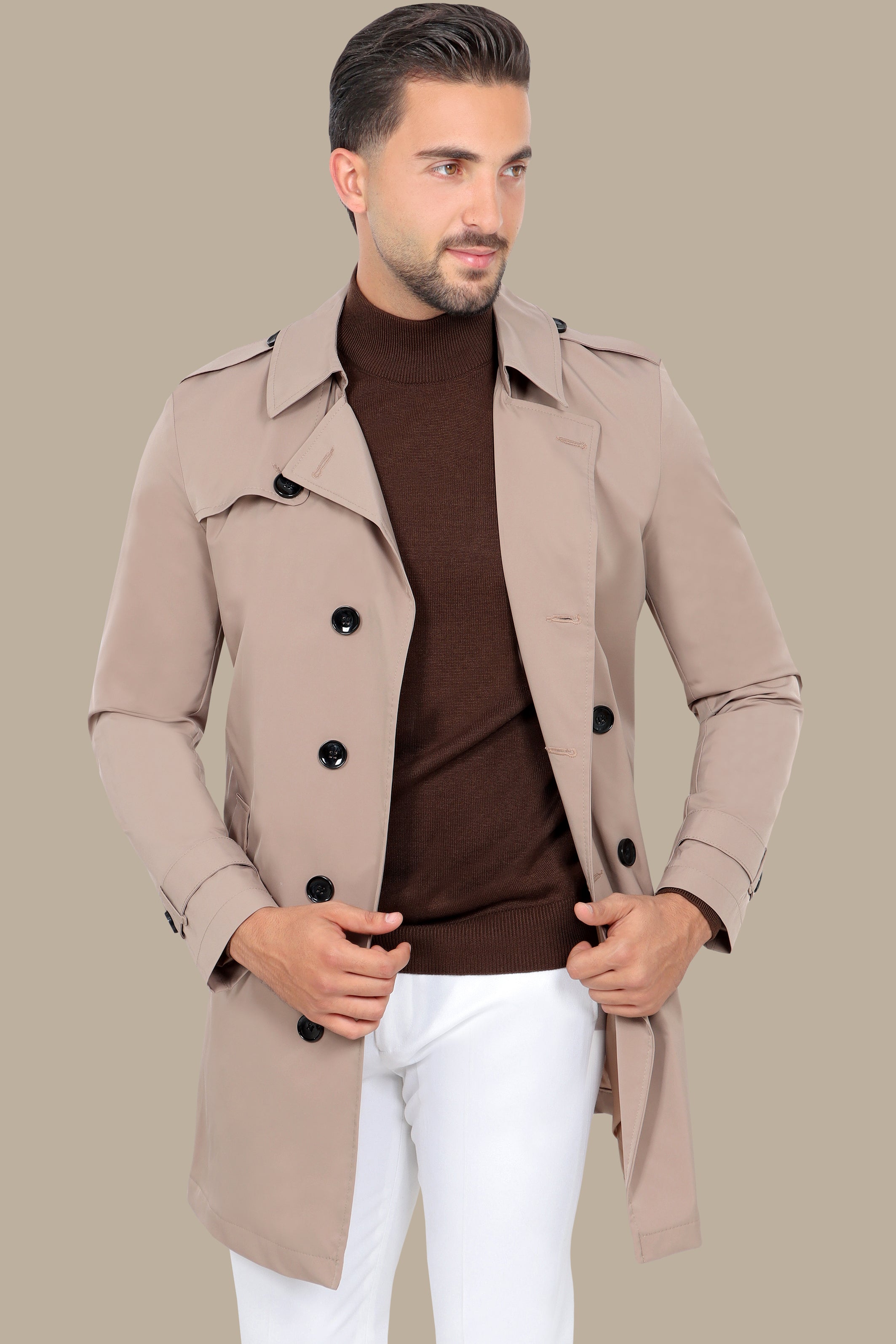 Classic Double-Breasted Beige Trench Coat