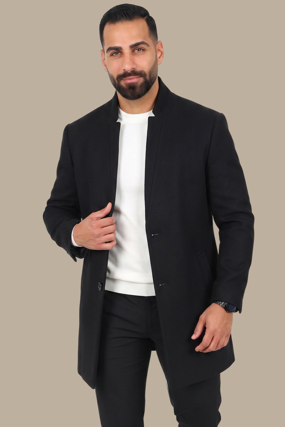 Black Coat with Mao Collar