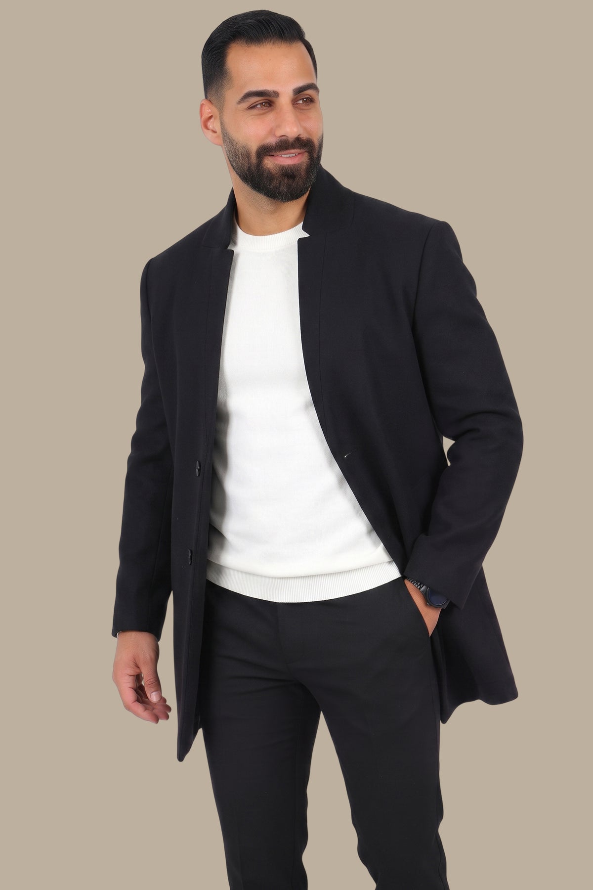 Black Coat with Mao Collar
