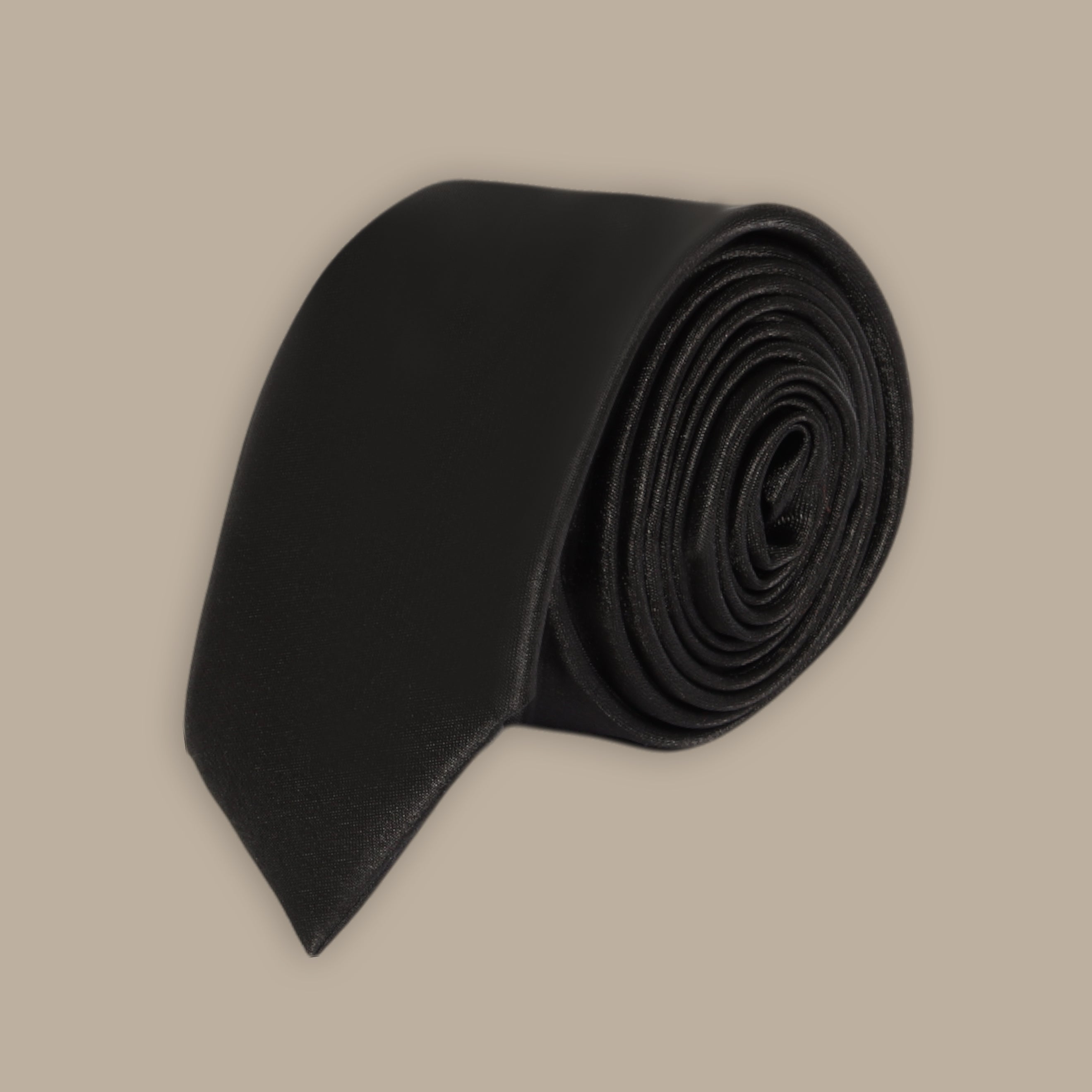 Satin Tie in Plain Black