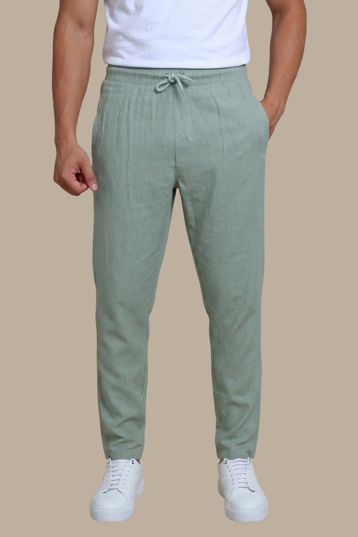 Pant Linen Elastic Waist | Olive