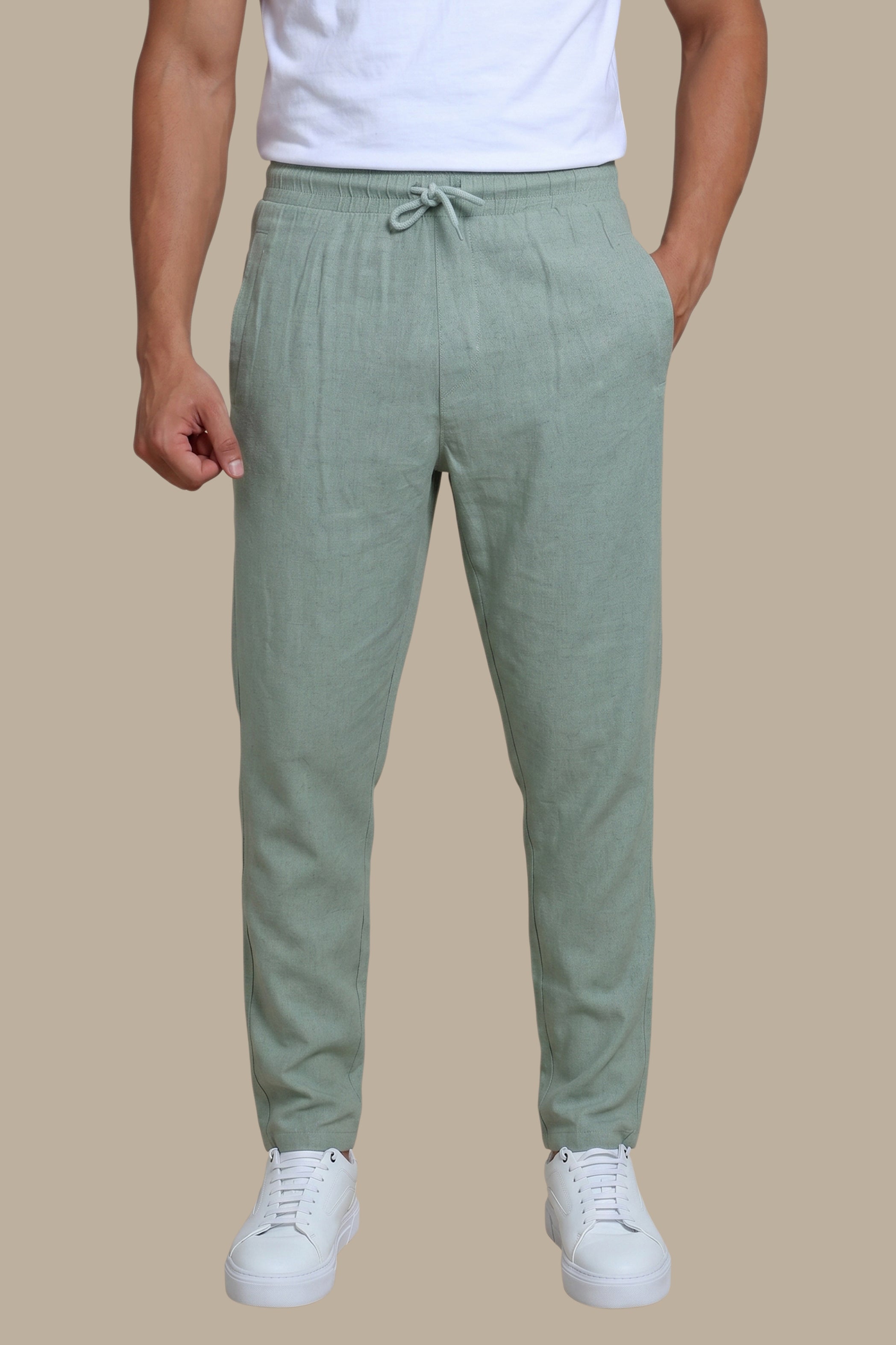 Pant Linen Elastic Waist | Olive
